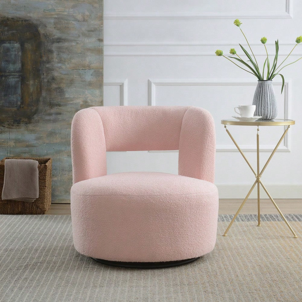 Soft Teddy Fabric Swivel Barrel Chair Cozy Round Accent Chair For Living Room Bedroom Reading And Waiting Room Cream