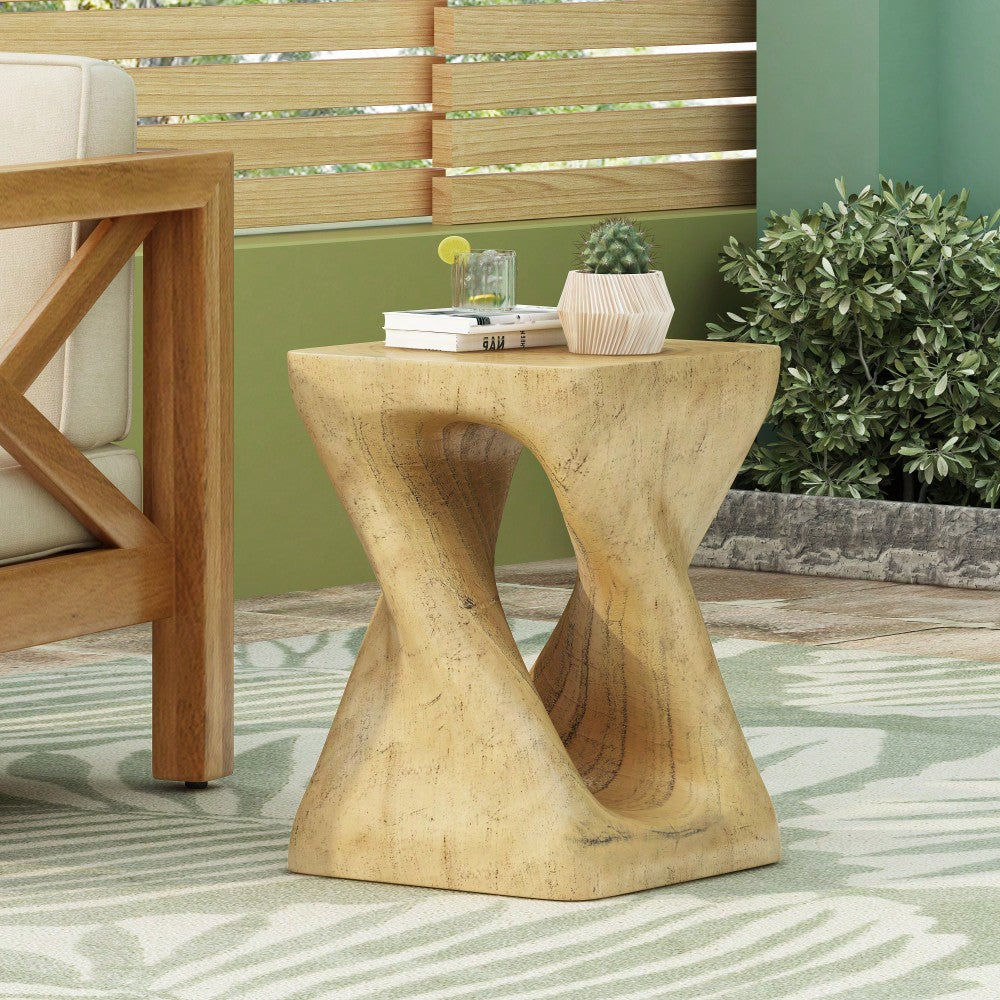 Stylish Black Twist Shape Side Table With Wood-Like Texture For Modern Living Spaces