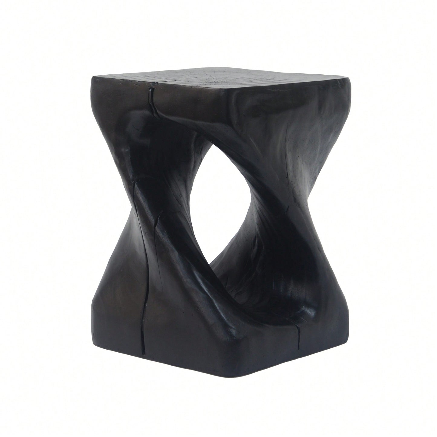 Stylish Black Twist Shape Side Table With Wood-Like Texture For Modern Living Spaces
