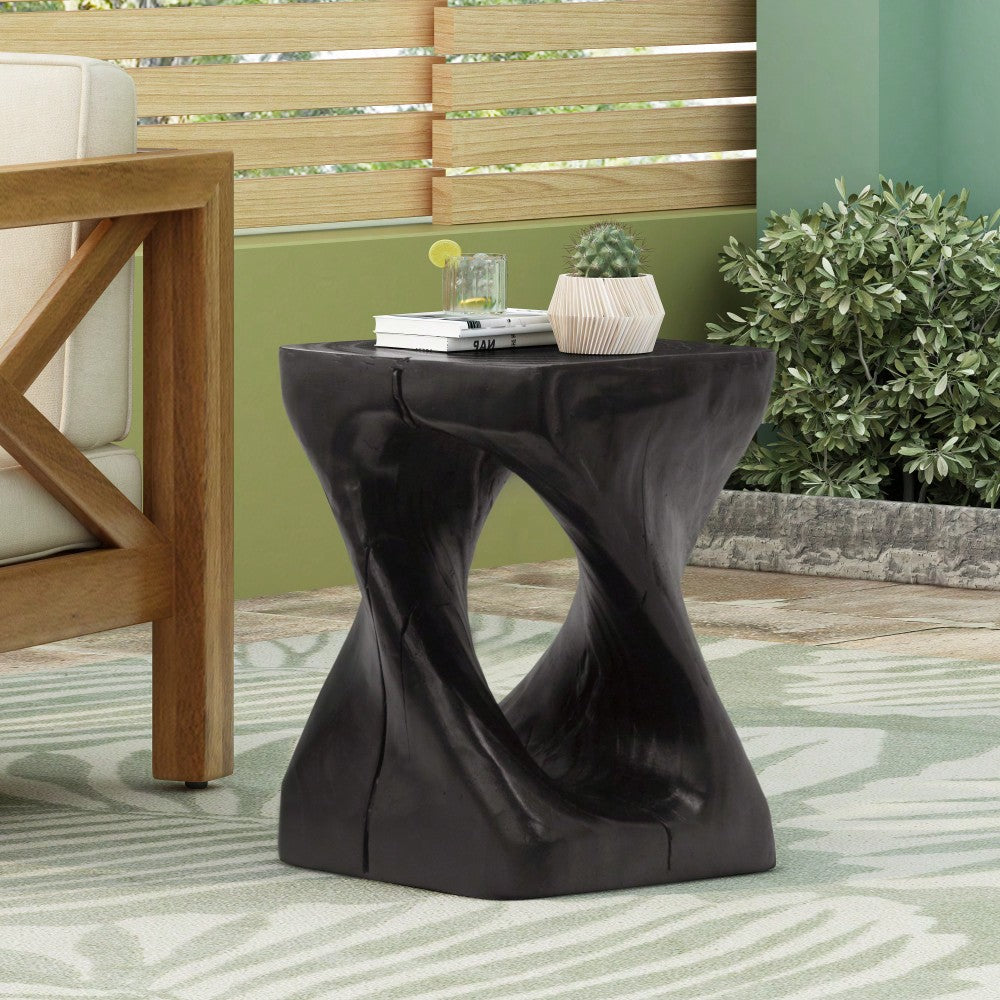 Stylish Black Twist Shape Side Table With Wood-Like Texture For Modern Living Spaces