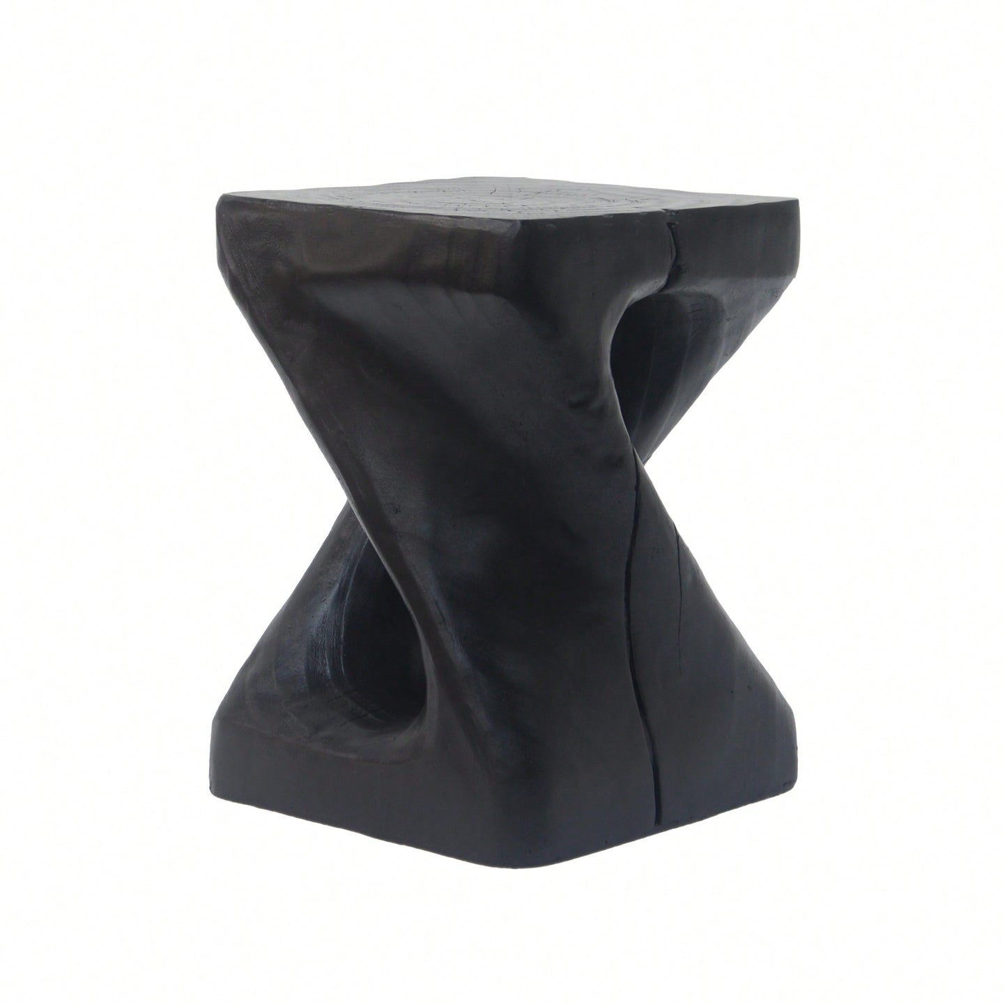 Stylish Black Twist Shape Side Table With Wood-Like Texture For Modern Living Spaces