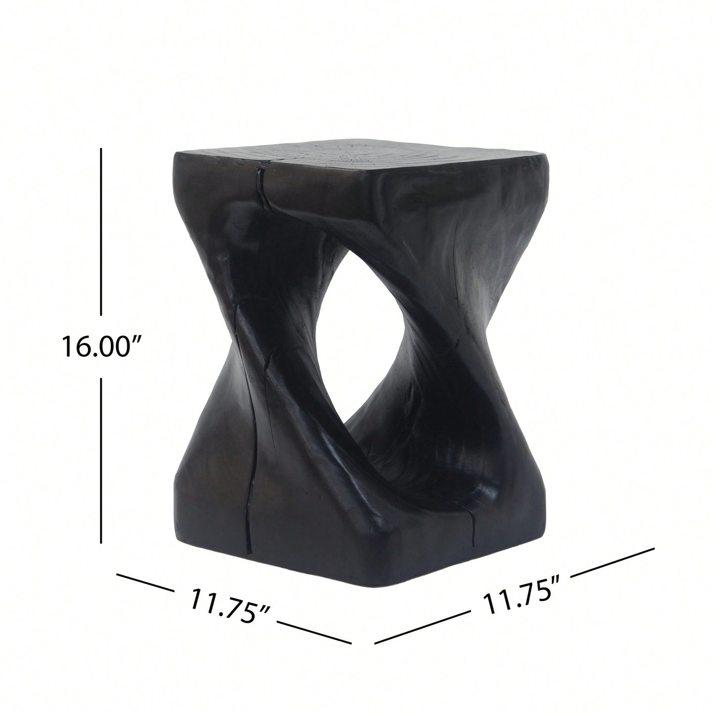 Stylish Black Twist Shape Side Table With Wood-Like Texture For Modern Living Spaces