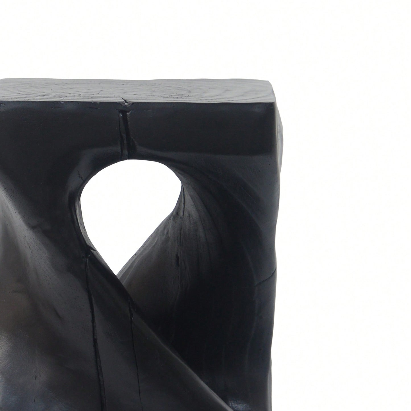 Stylish Black Twist Shape Side Table With Wood-Like Texture For Modern Living Spaces