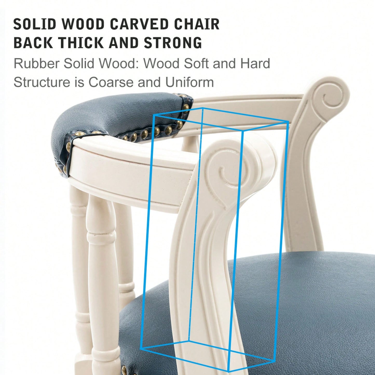 26 Inch White Leather Wooden Bar Stool For Kitchen And Dining Use