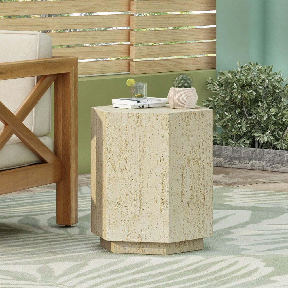 MGO Hexagonal Archaistic Side Table For Modern Living Room Decor