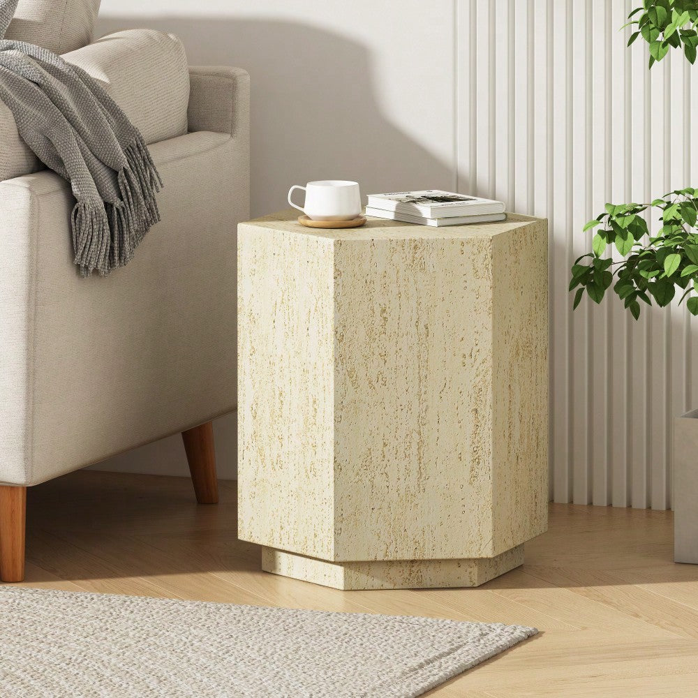 MGO Hexagonal Archaistic Side Table For Modern Living Room Decor