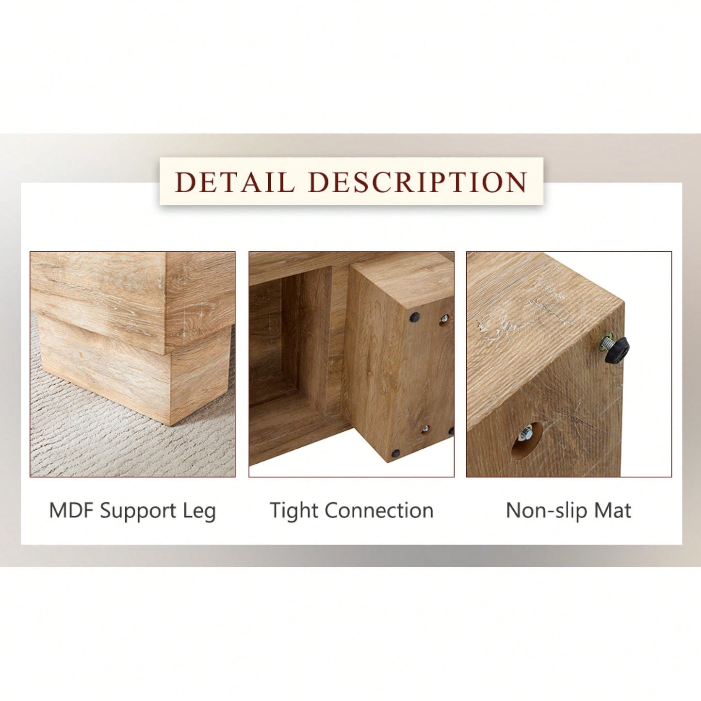 Modern Light Wood Texture MDF Coffee Table For Living Room And Apartment