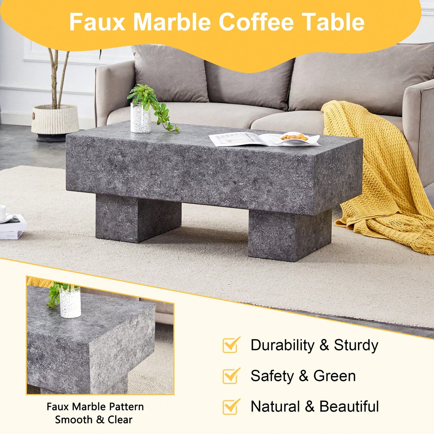 Modern Light Wood Texture MDF Coffee Table For Living Room And Apartment