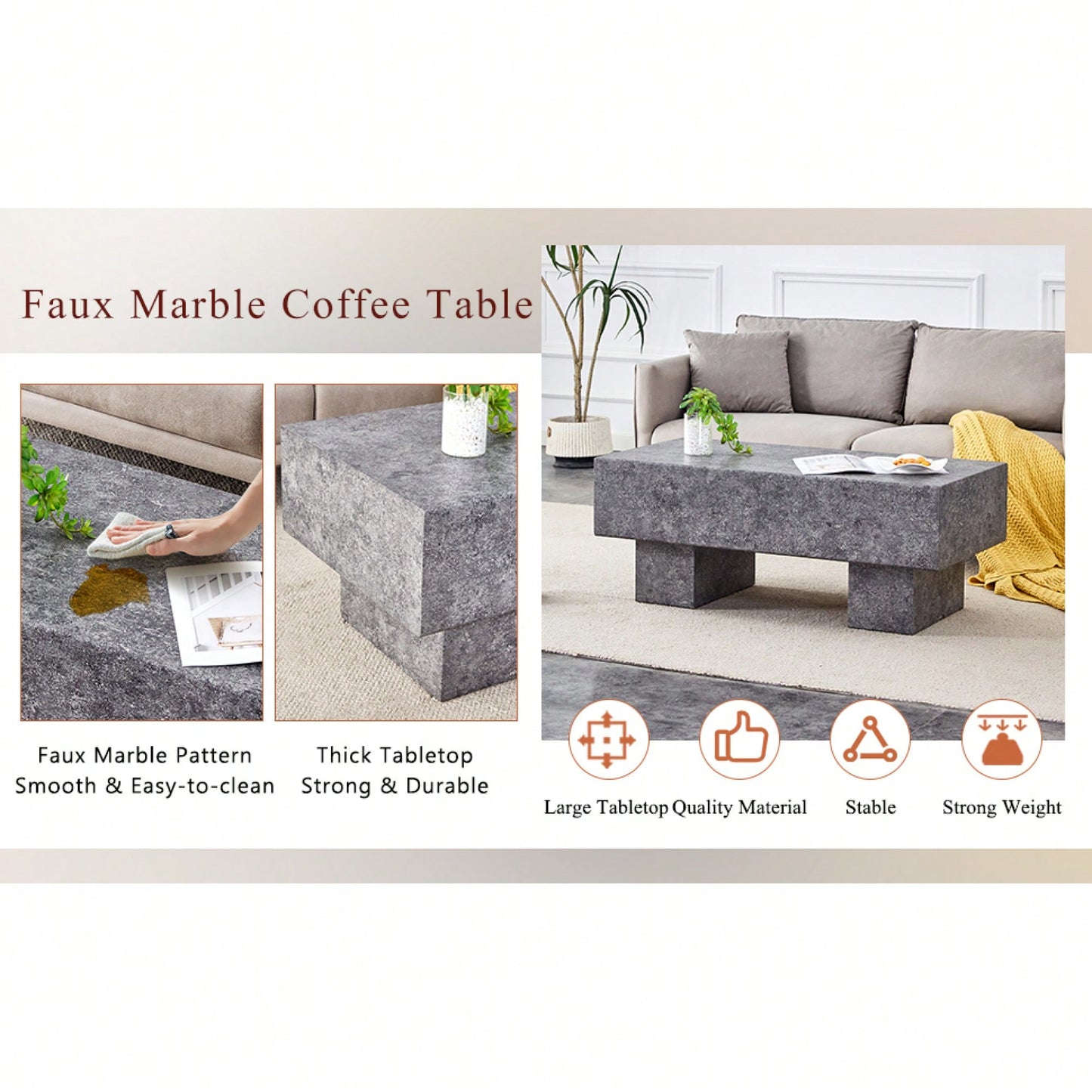 Modern Light Wood Texture MDF Coffee Table For Living Room And Apartment