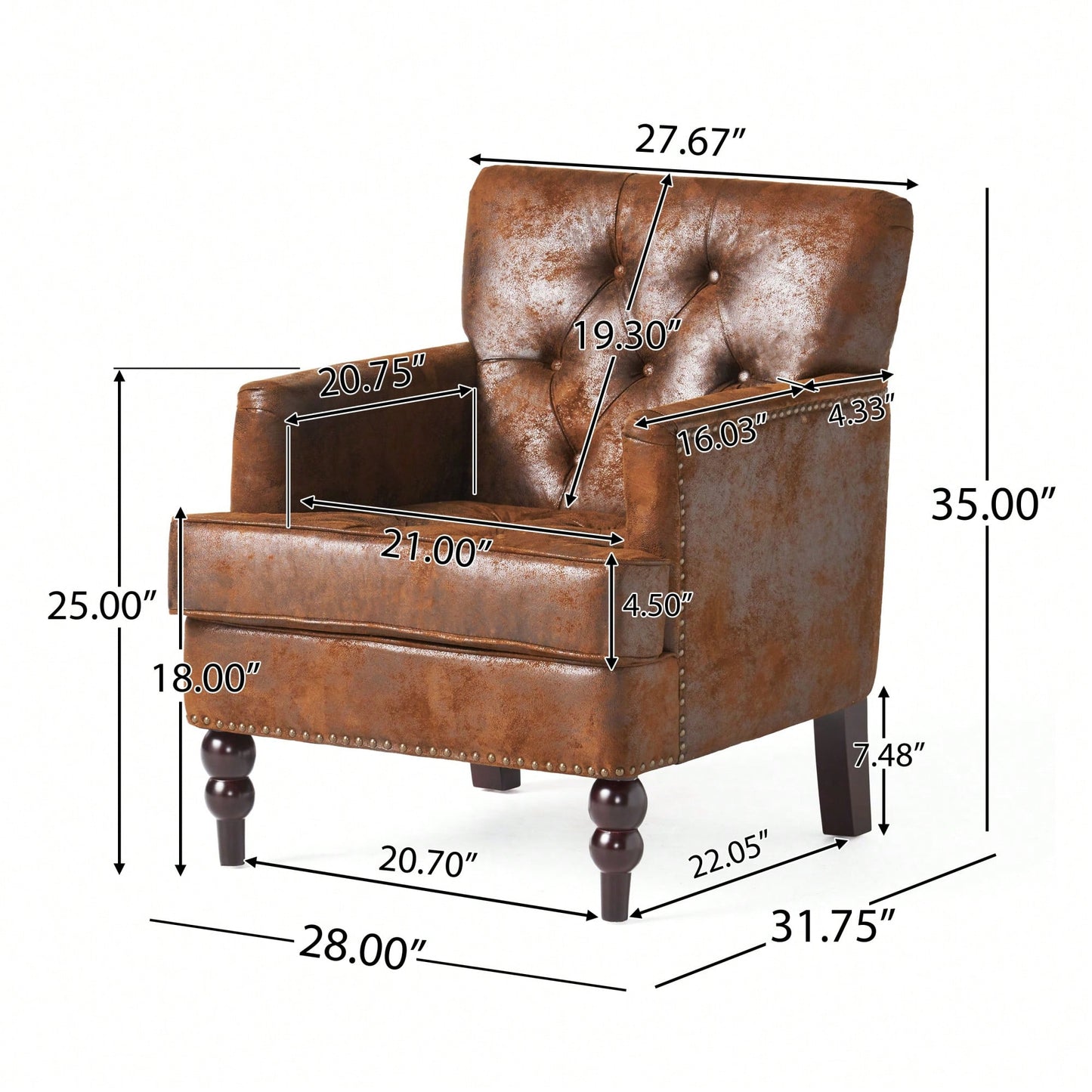 Elegant Tufted Club Chair For Living Room And Office Seating