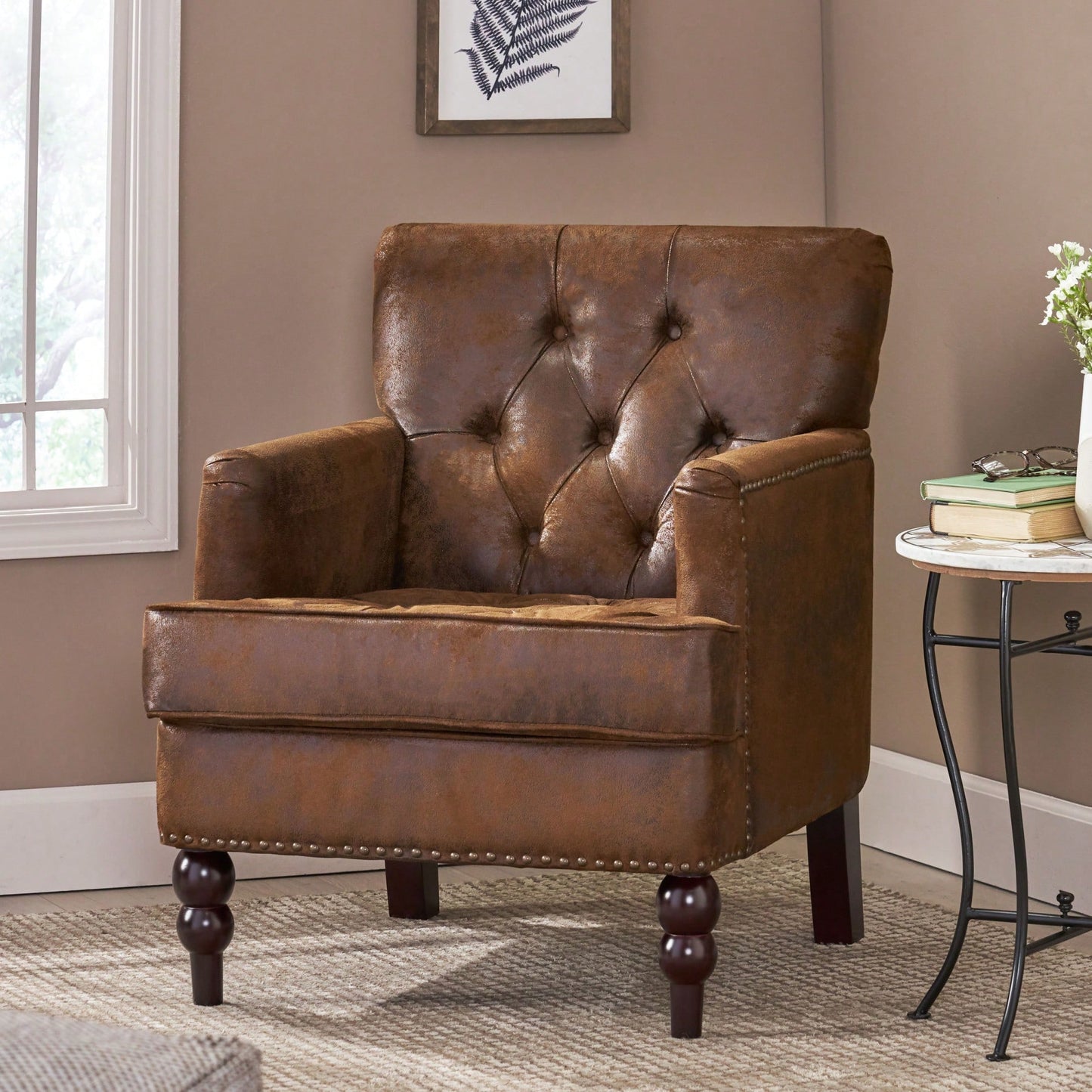 Elegant Tufted Club Chair For Living Room And Office Seating