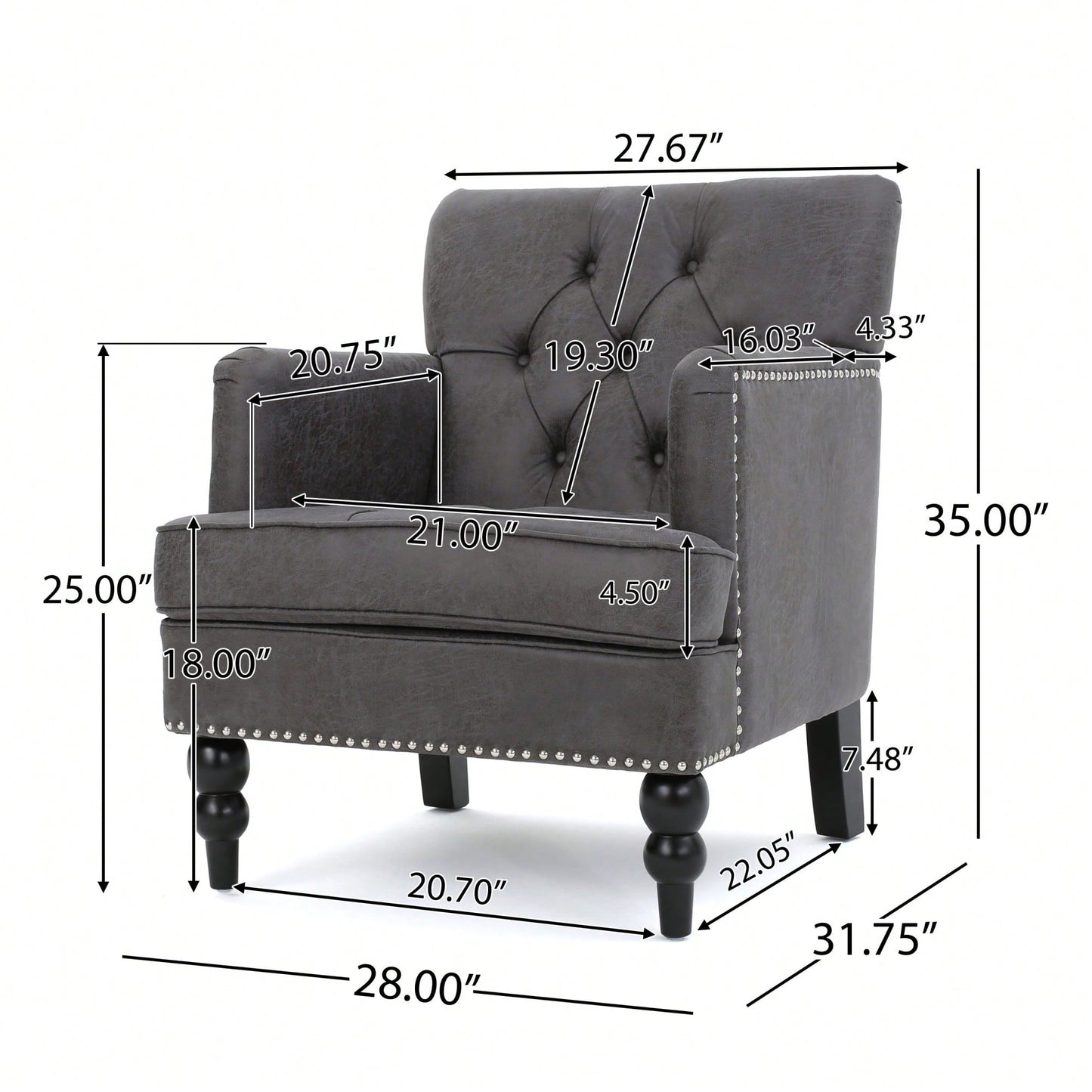 Elegant Tufted Club Chair For Living Room And Office Seating