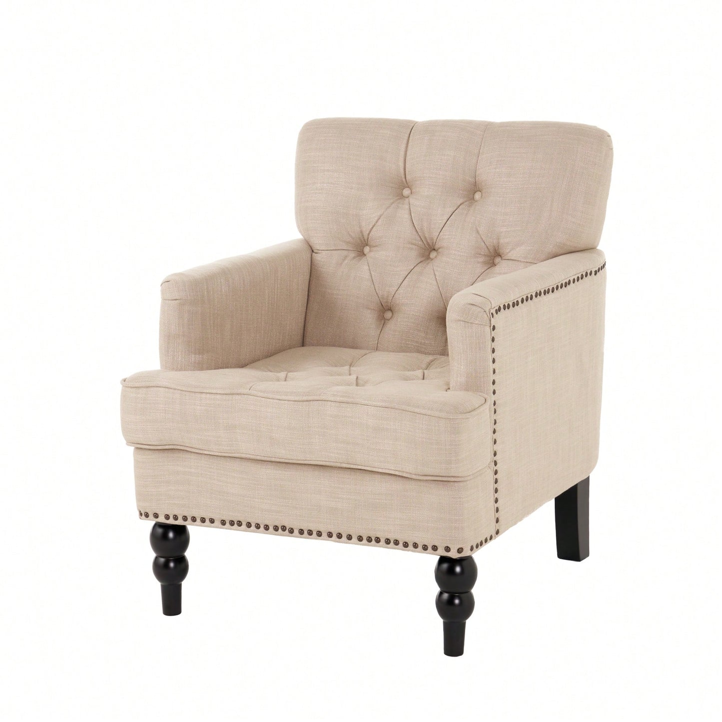 Elegant Tufted Club Chair For Living Room And Office Seating