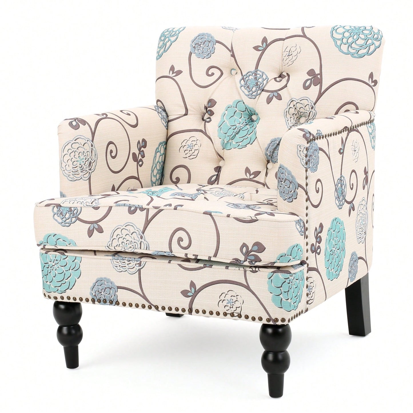 Elegant Tufted Club Chair For Living Room And Office Seating