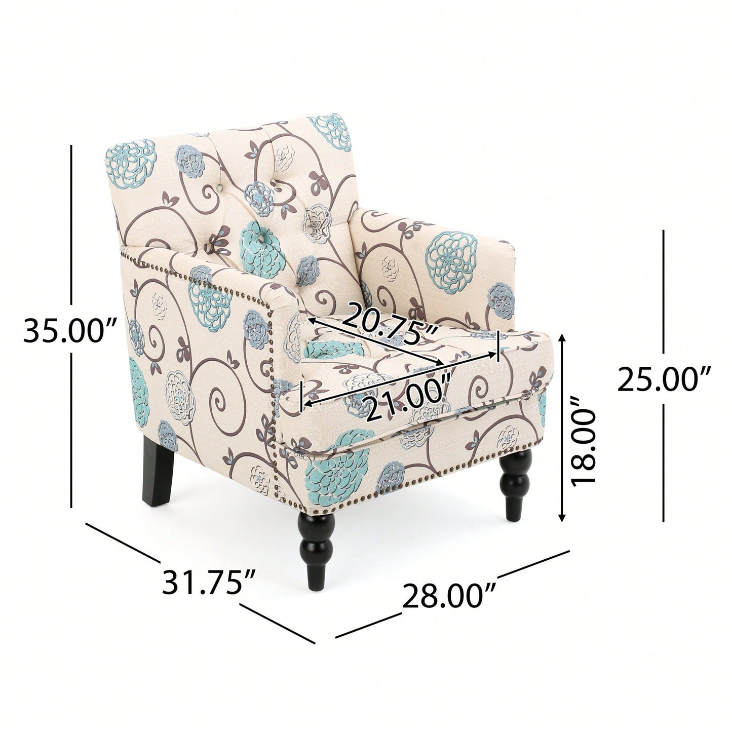 Elegant Tufted Club Chair For Living Room And Office Seating