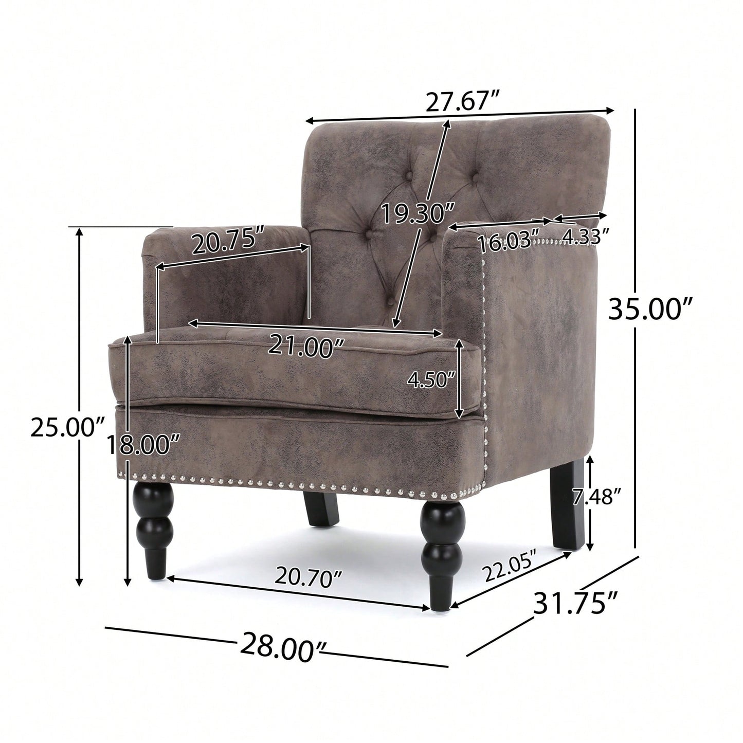 Elegant Tufted Club Chair For Living Room And Office Seating