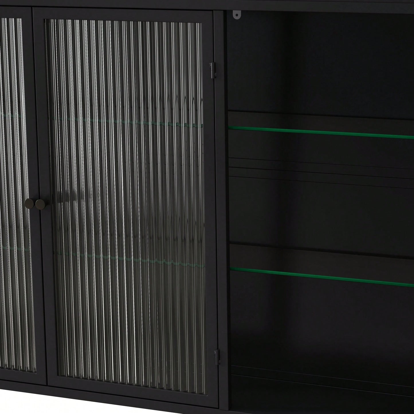3 Door Arched Wall Mounted Glass Cabinet For Kitchen Living Room And Bathroom In Black Finish
