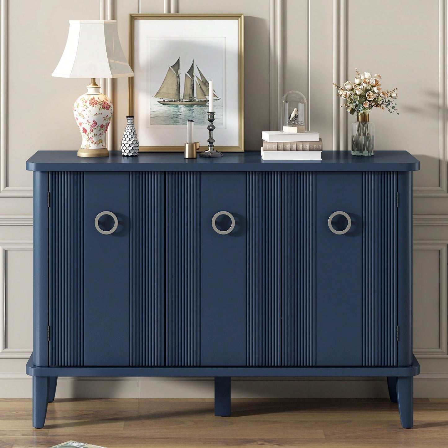Atmospheric Solid Wood Veneer Cabinet With Three Acacia Doors Adjustable For Study Corridors And Entrances