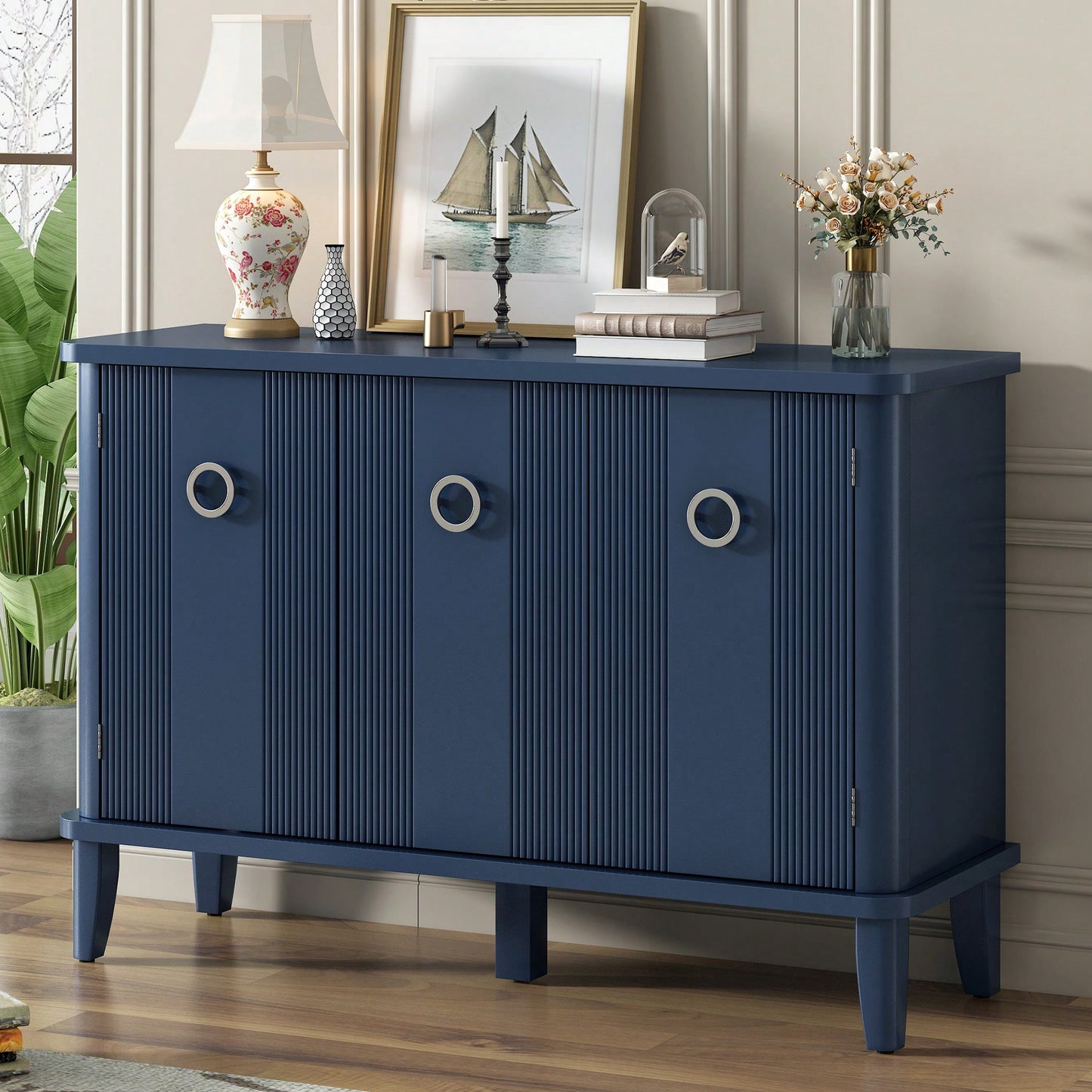 Atmospheric Solid Wood Veneer Cabinet With Three Acacia Doors Adjustable For Study Corridors And Entrances