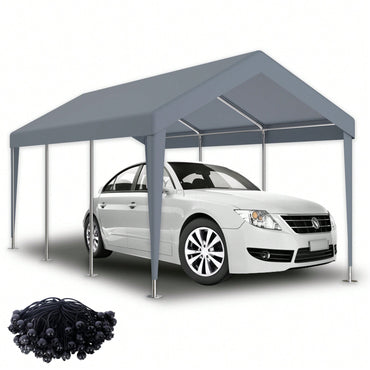 Durable Waterproof UV Protected Canopy Cover For 12x20ft Carport With 76 Elastic Buckles - Frame Not Included - Grey