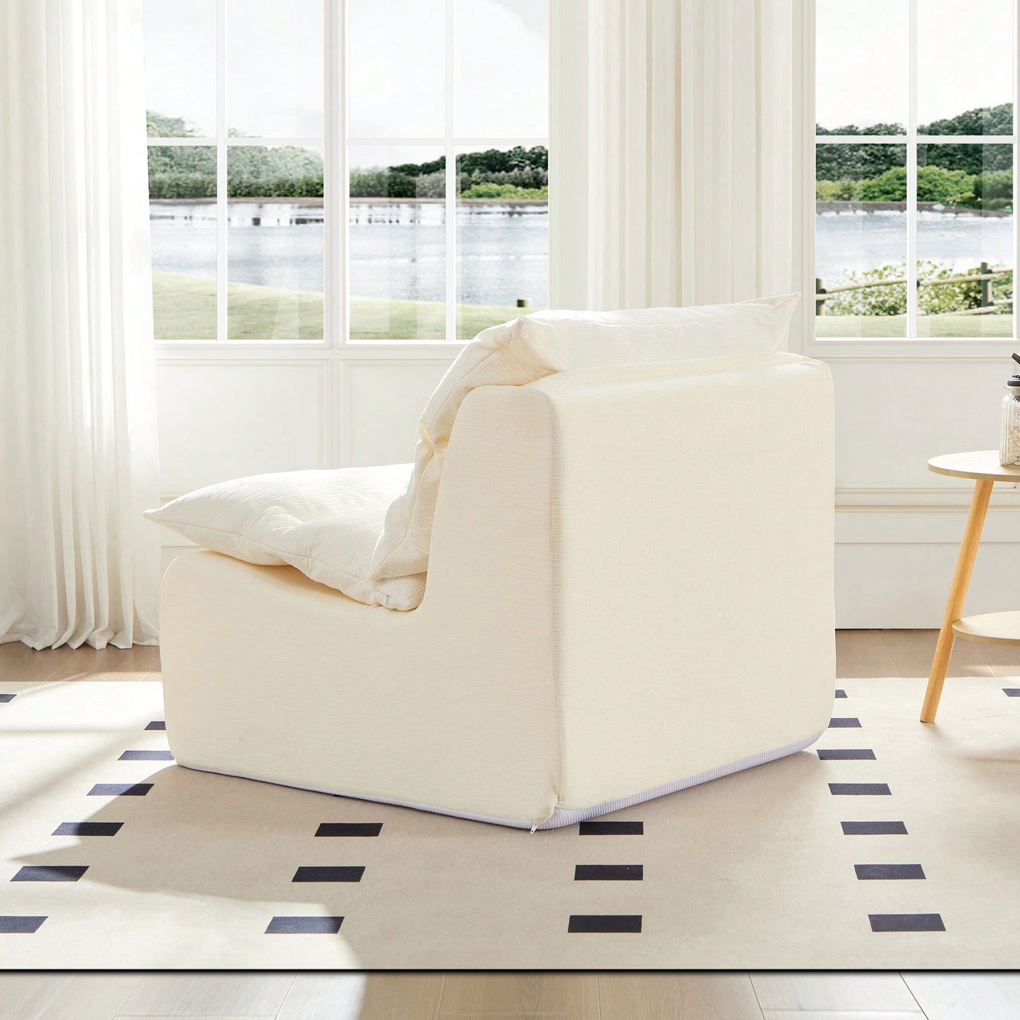 Comfortable Armless Floor Chair For Living Room Bedroom Office Leisure Seating In Green