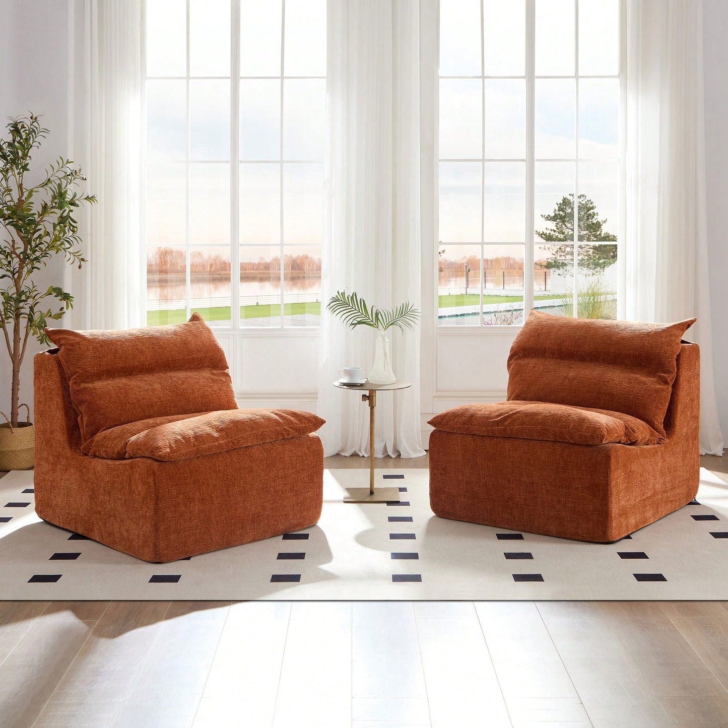 Comfortable Armless Floor Chair For Living Room Bedroom Office Leisure Seating In Green