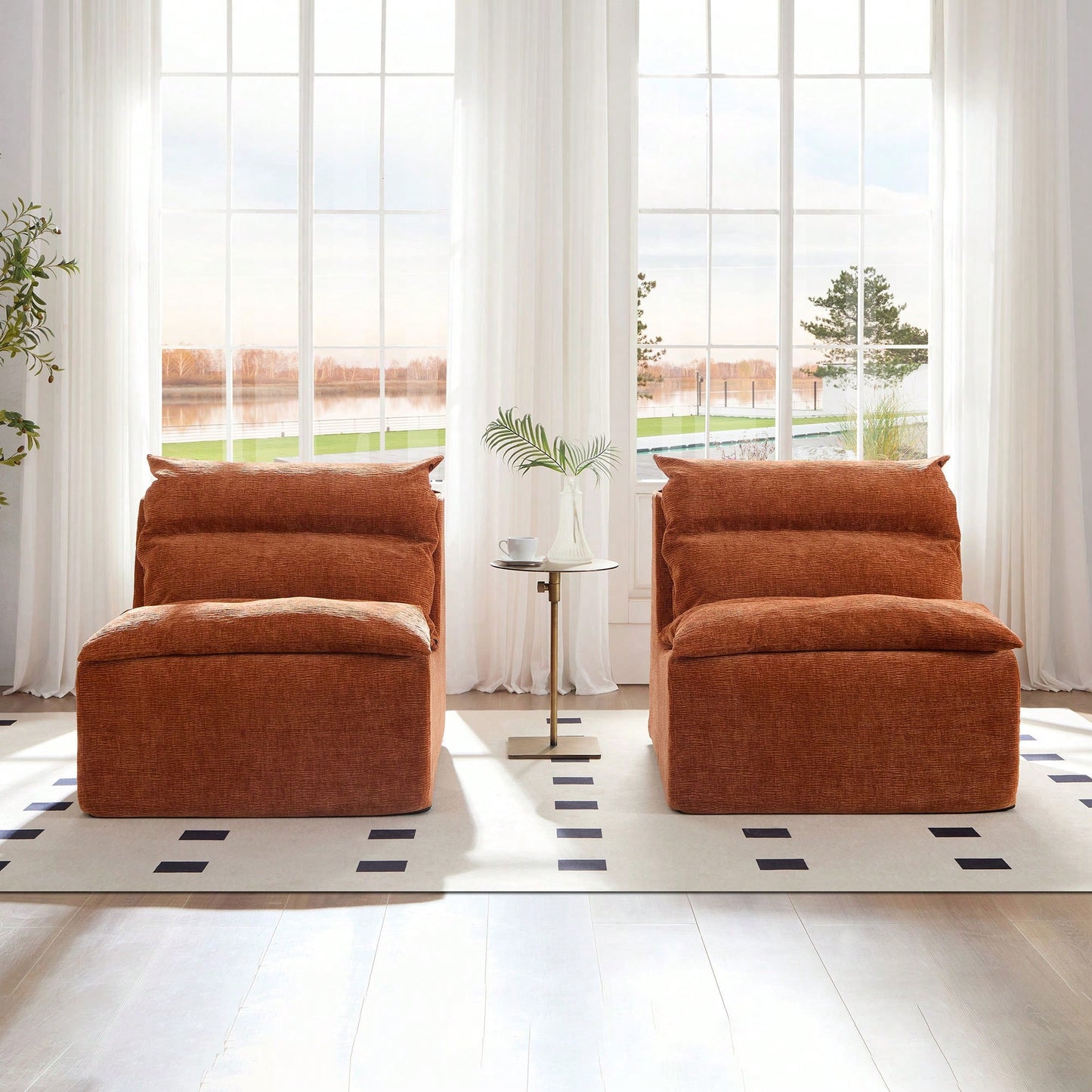 Comfortable Armless Floor Chair For Living Room Bedroom Office Leisure Seating In Green