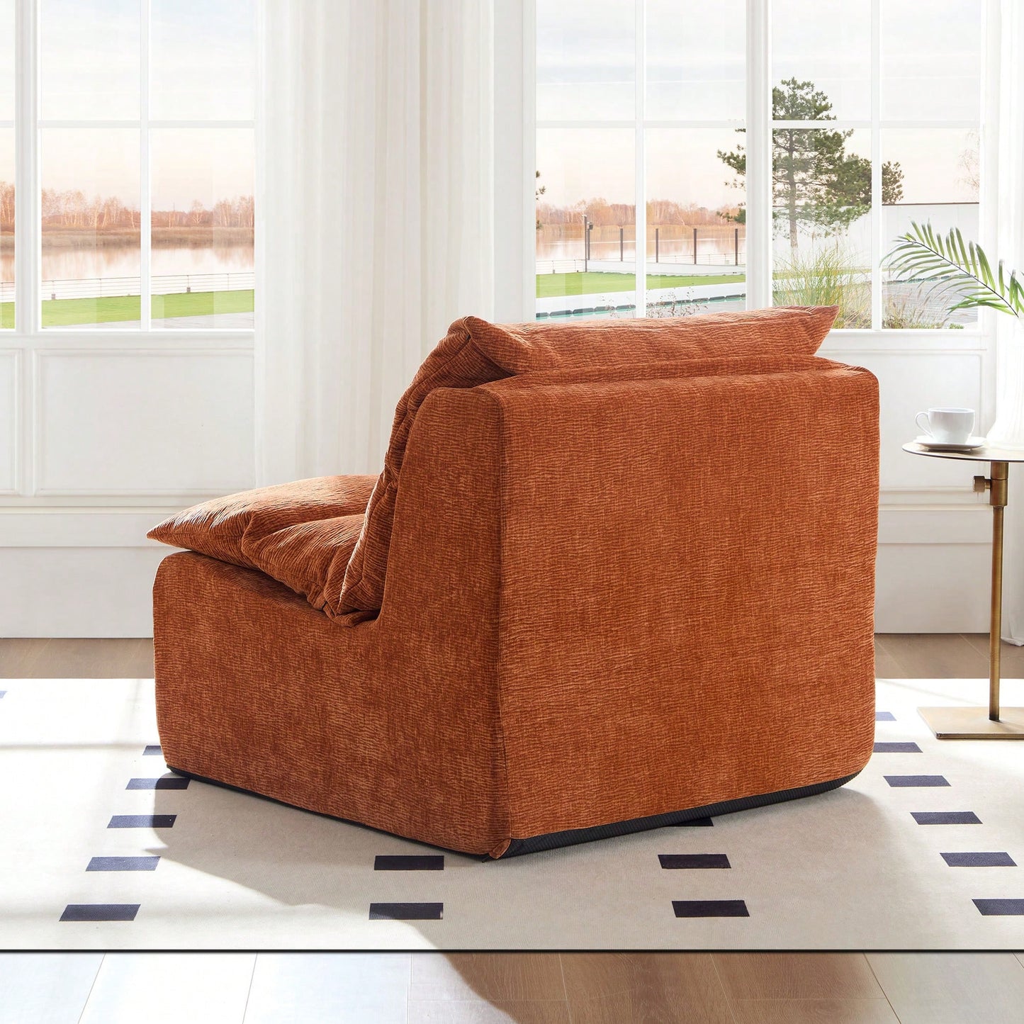 Comfortable Armless Floor Chair For Living Room Bedroom Office Leisure Seating In Green