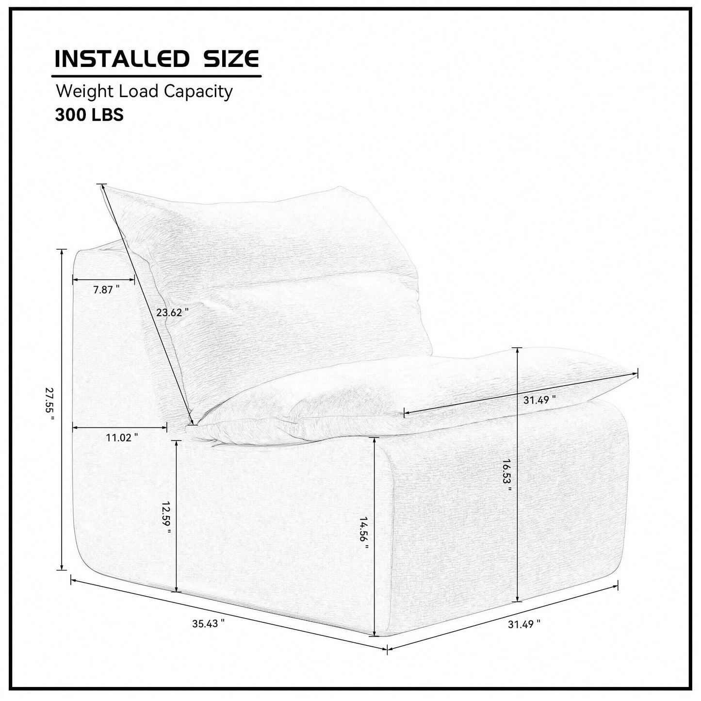 Comfortable Armless Floor Chair For Living Room Bedroom Office Leisure Seating In Green