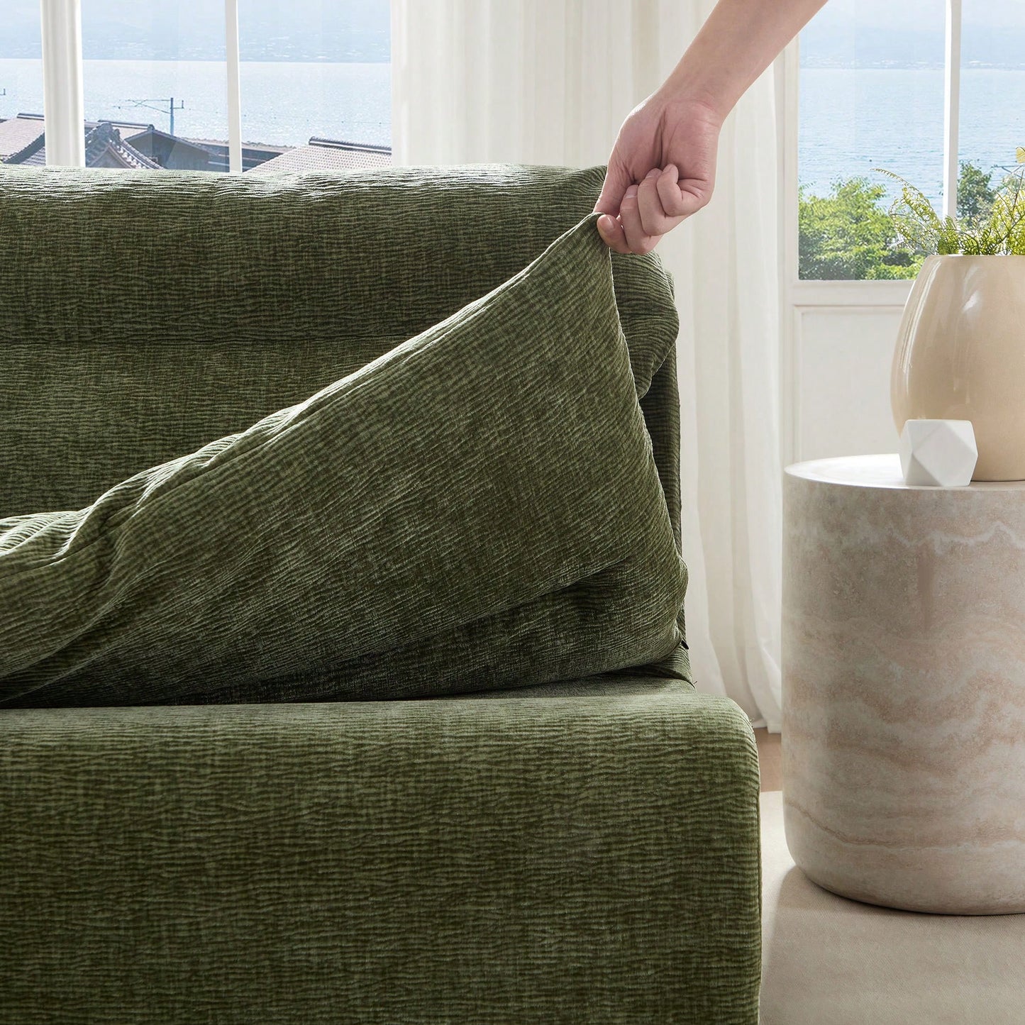 Comfortable Armless Floor Chair For Living Room Bedroom Office Leisure Seating In Green