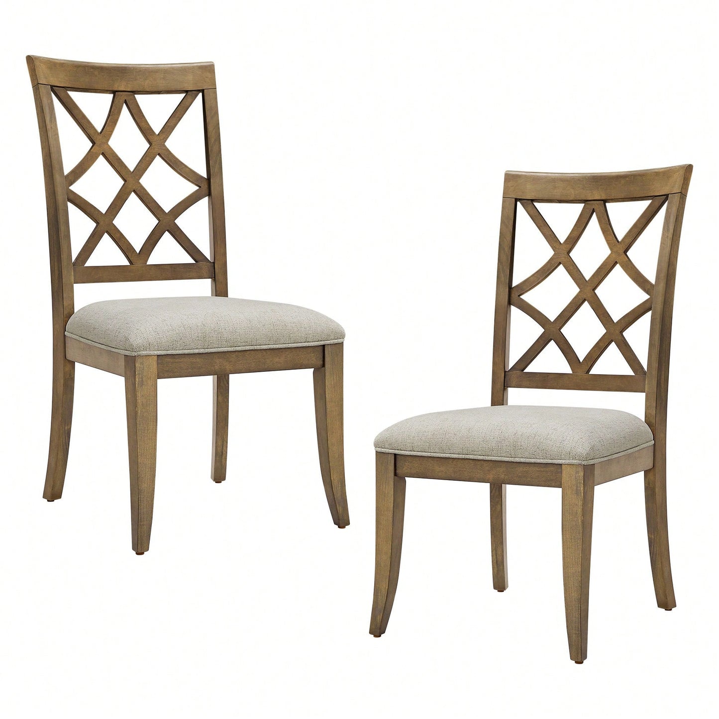 Mid Century Upholstered Dining Chairs Set Of 2 Comfortable Kitchen Living Room Restaurant White Oak Finish