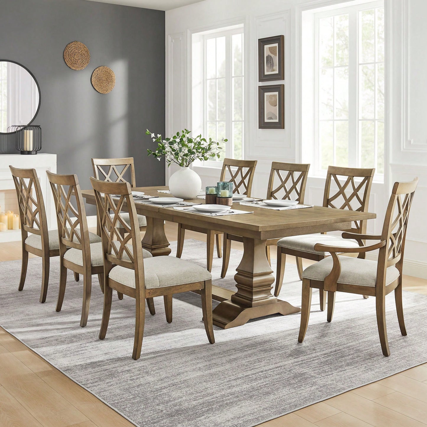 Mid Century Upholstered Dining Chairs Set Of 2 Comfortable Kitchen Living Room Restaurant White Oak Finish