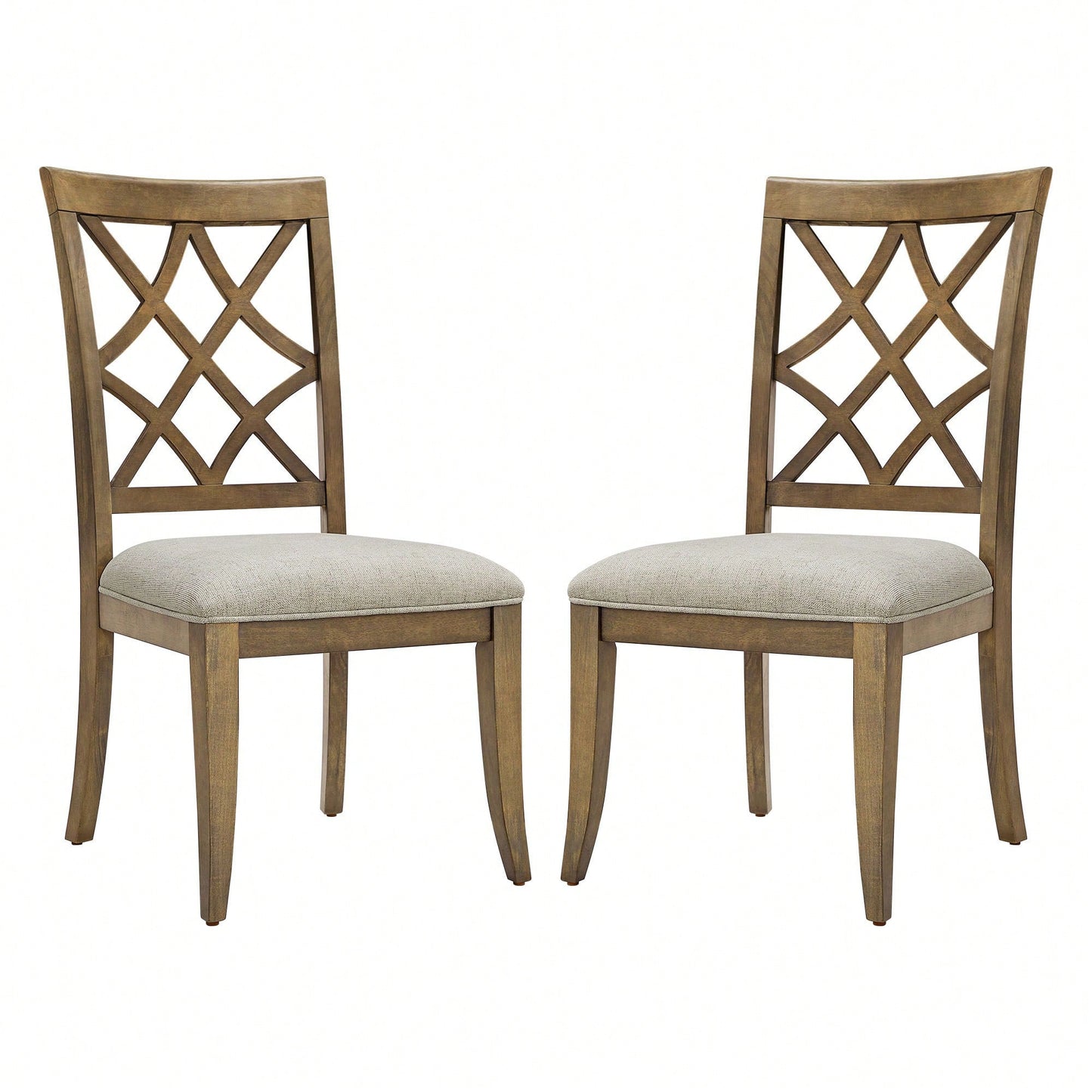 Mid Century Upholstered Dining Chairs Set Of 2 Comfortable Kitchen Living Room Restaurant White Oak Finish