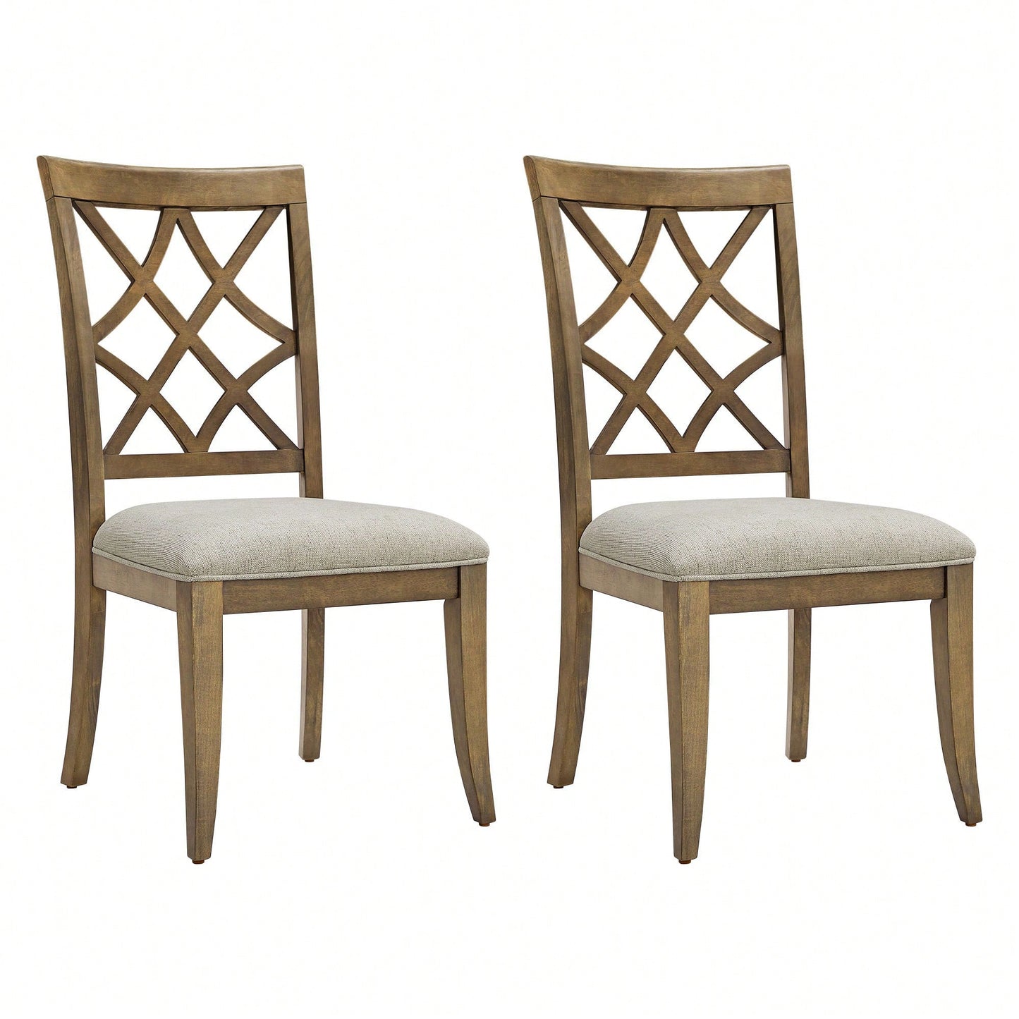 Mid Century Upholstered Dining Chairs Set Of 2 Comfortable Kitchen Living Room Restaurant White Oak Finish