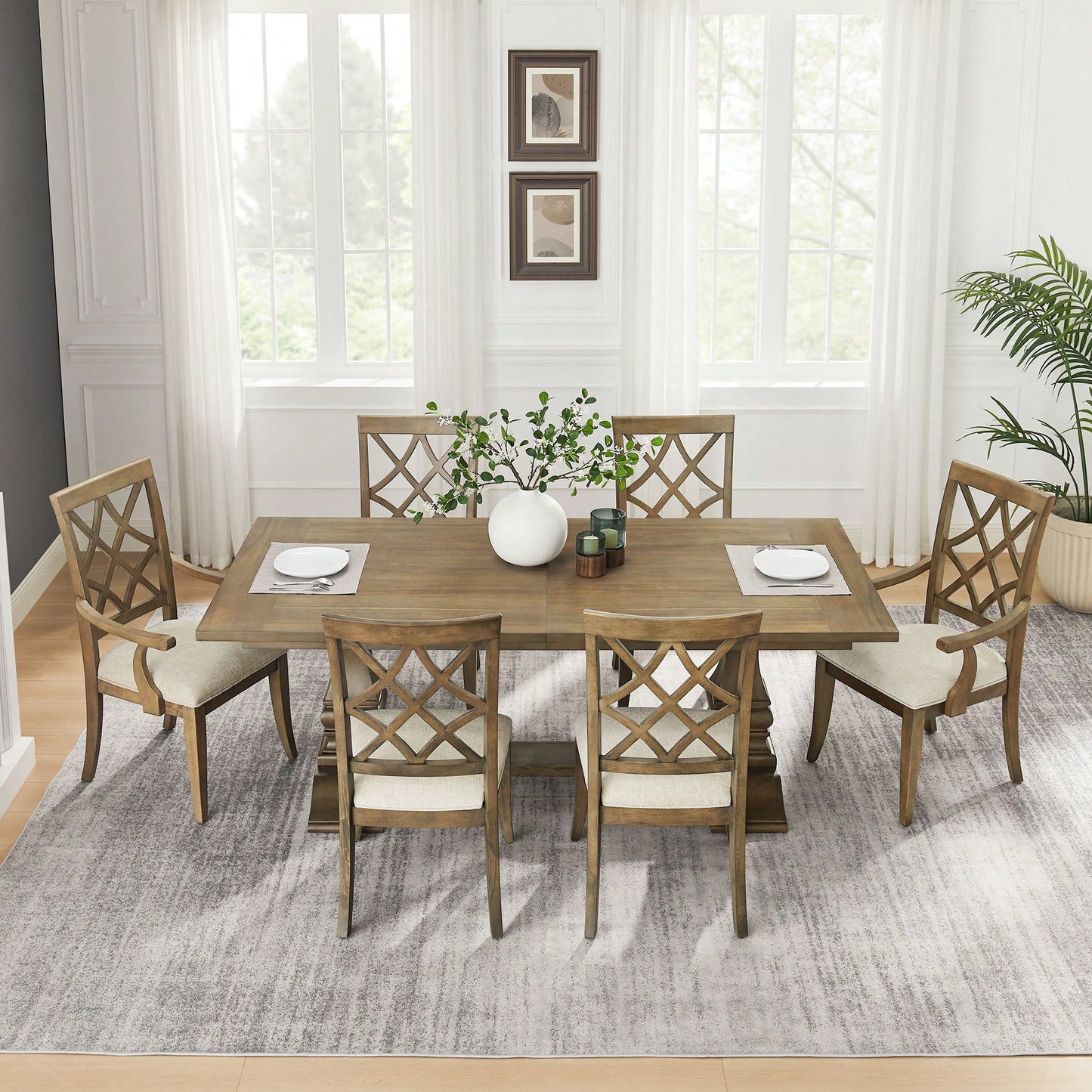 Mid Century Upholstered Dining Chairs Set Of 2 Comfortable Kitchen Living Room Restaurant White Oak Finish
