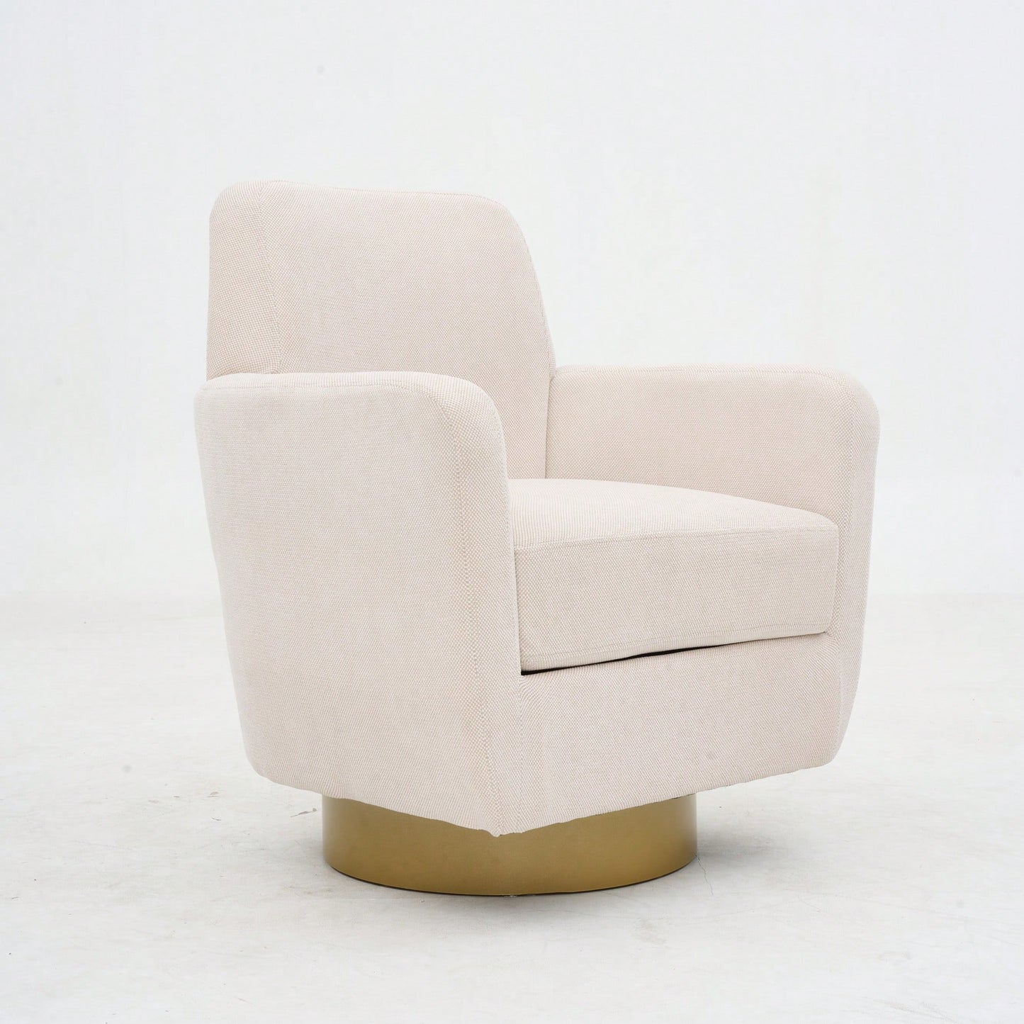 Ergonomic 360-Degree Rotating Armchair In Skin-Friendly Cotton Linen For Living Room And Bedroom Decor