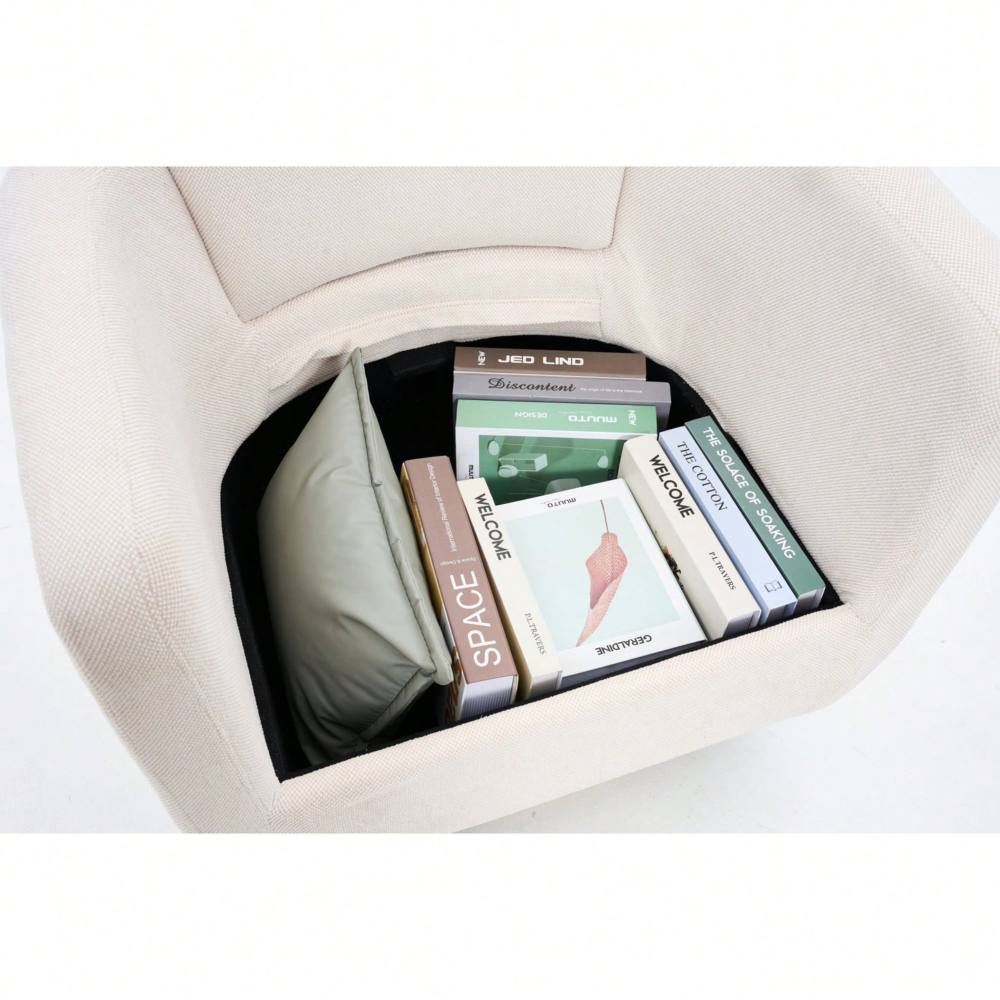 Ergonomic 360-Degree Rotating Armchair In Skin-Friendly Cotton Linen For Living Room And Bedroom Decor