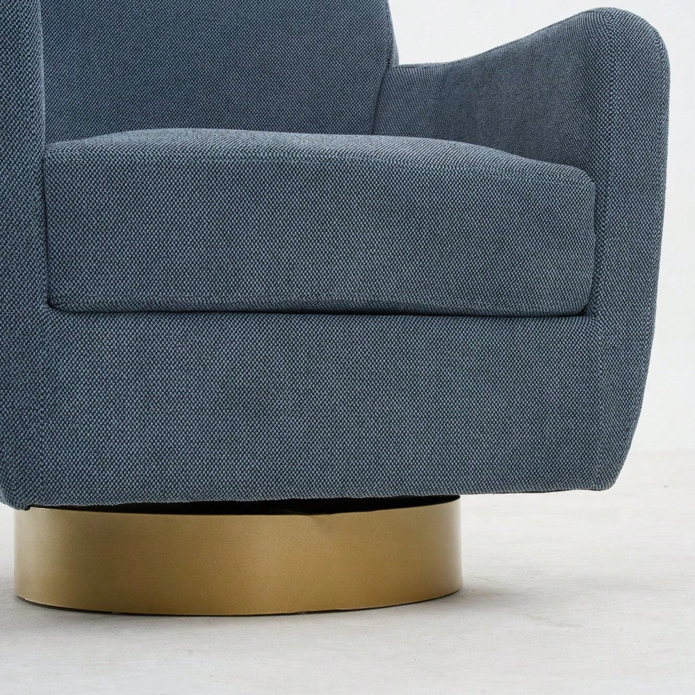 Ergonomic 360-Degree Rotating Armchair In Skin-Friendly Cotton Linen For Living Room And Bedroom Decor