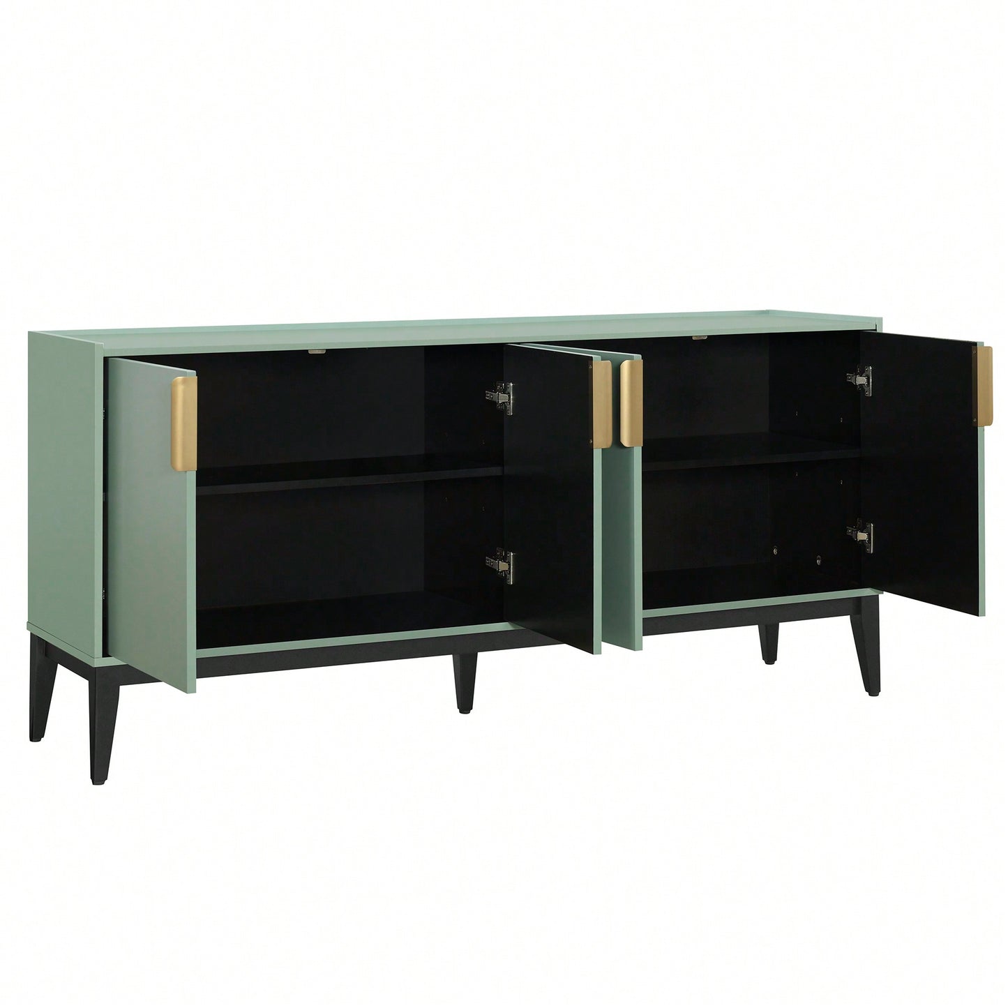 Wooden Storage Cabinet Sideboard With 4 Doors For Hallway Entryway Living Room Adjustable Shelves