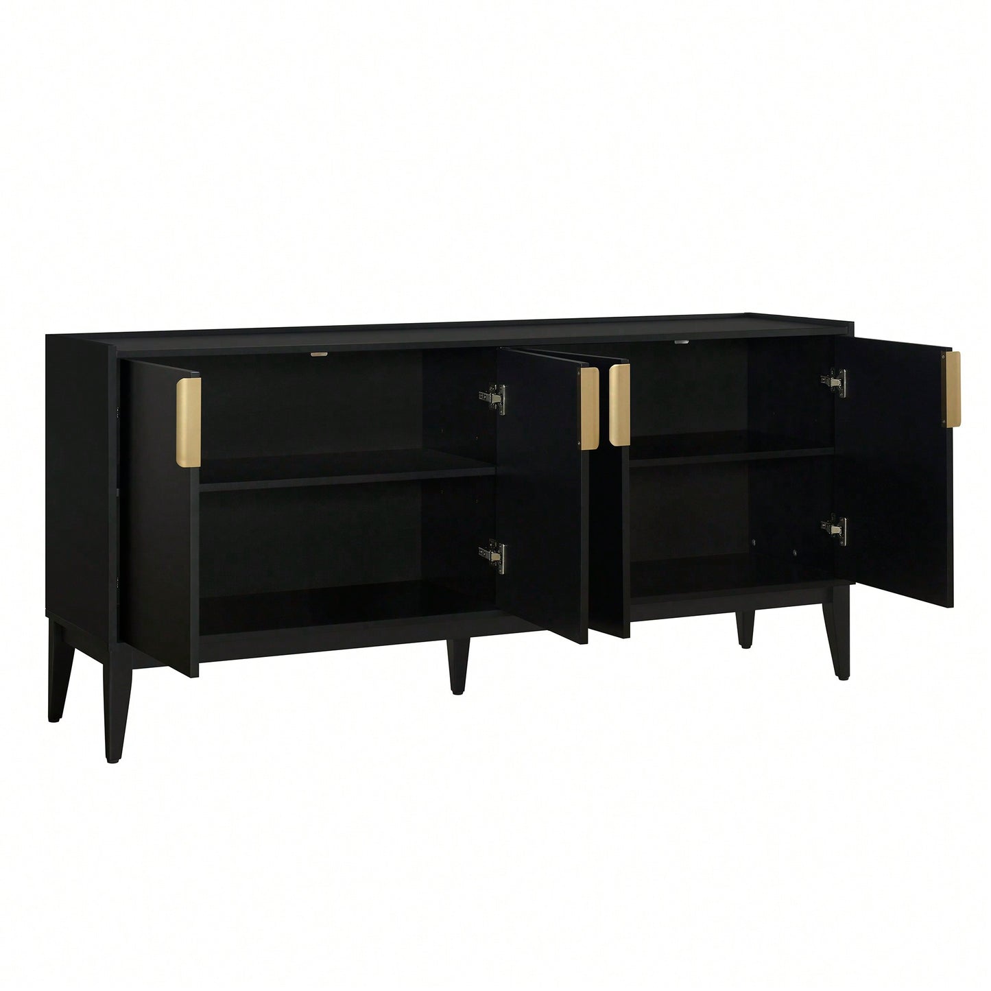 Wooden Storage Cabinet Sideboard With 4 Doors For Hallway Entryway Living Room Adjustable Shelves