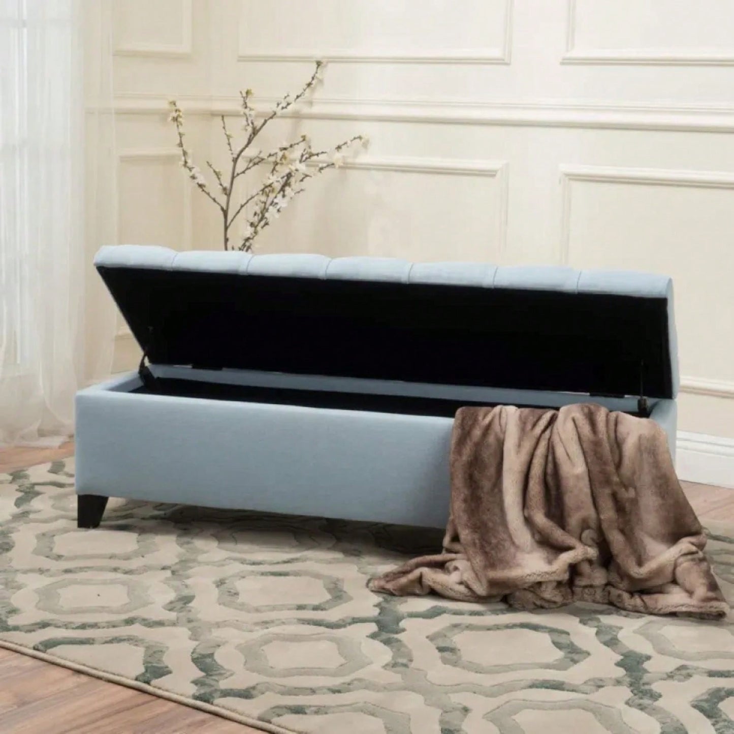 Versatile Storage Ottoman With Soft Upholstery And Stylish Design For Home Décor