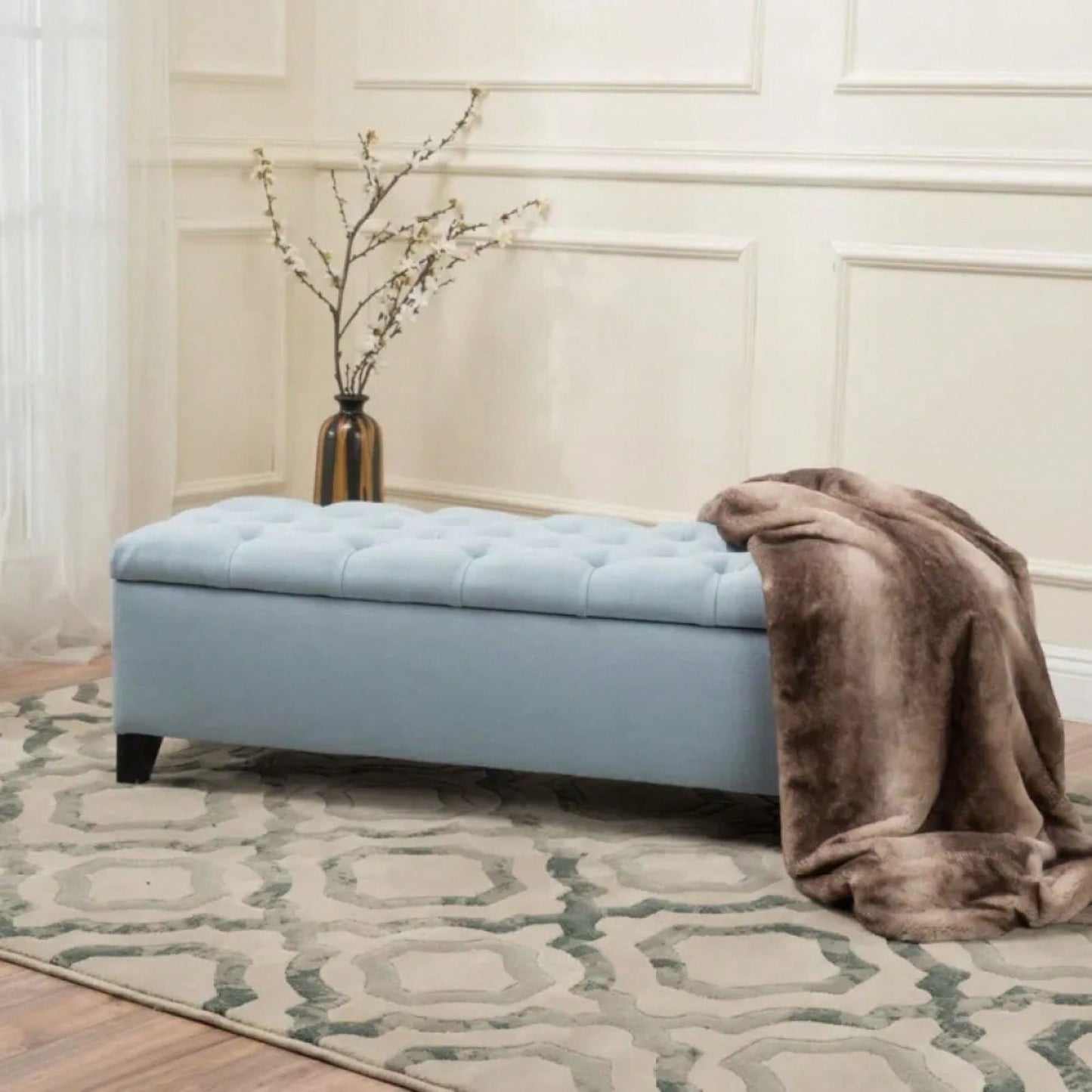 Versatile Storage Ottoman With Soft Upholstery And Stylish Design For Home Décor