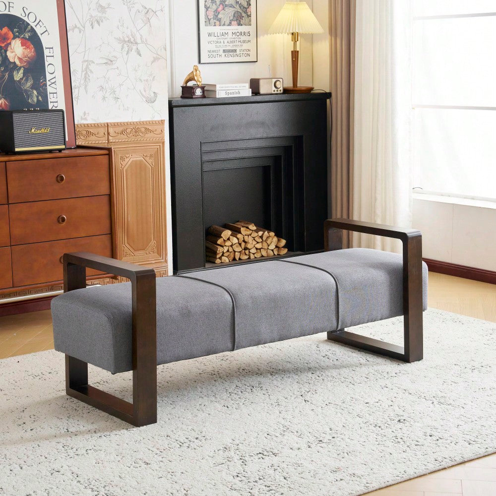 Sleek Gray Long Ottoman For Modern Living Spaces