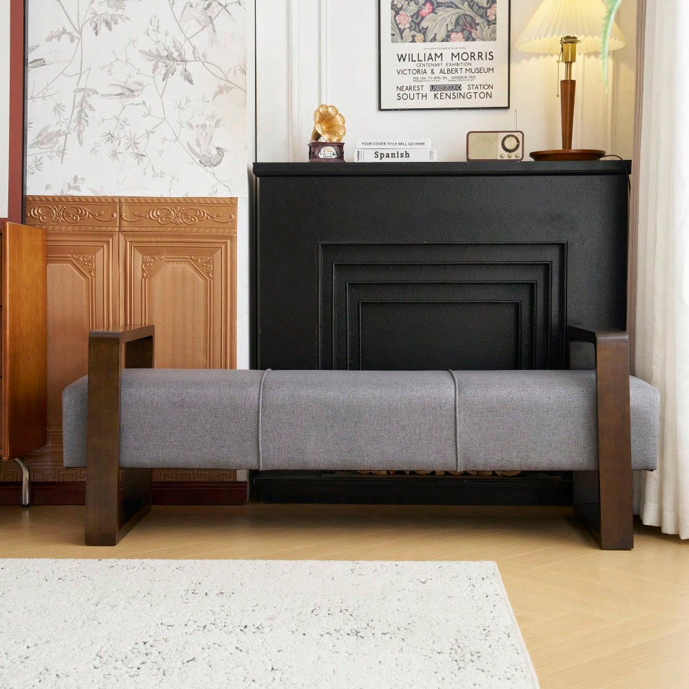 Sleek Gray Long Ottoman For Modern Living Spaces