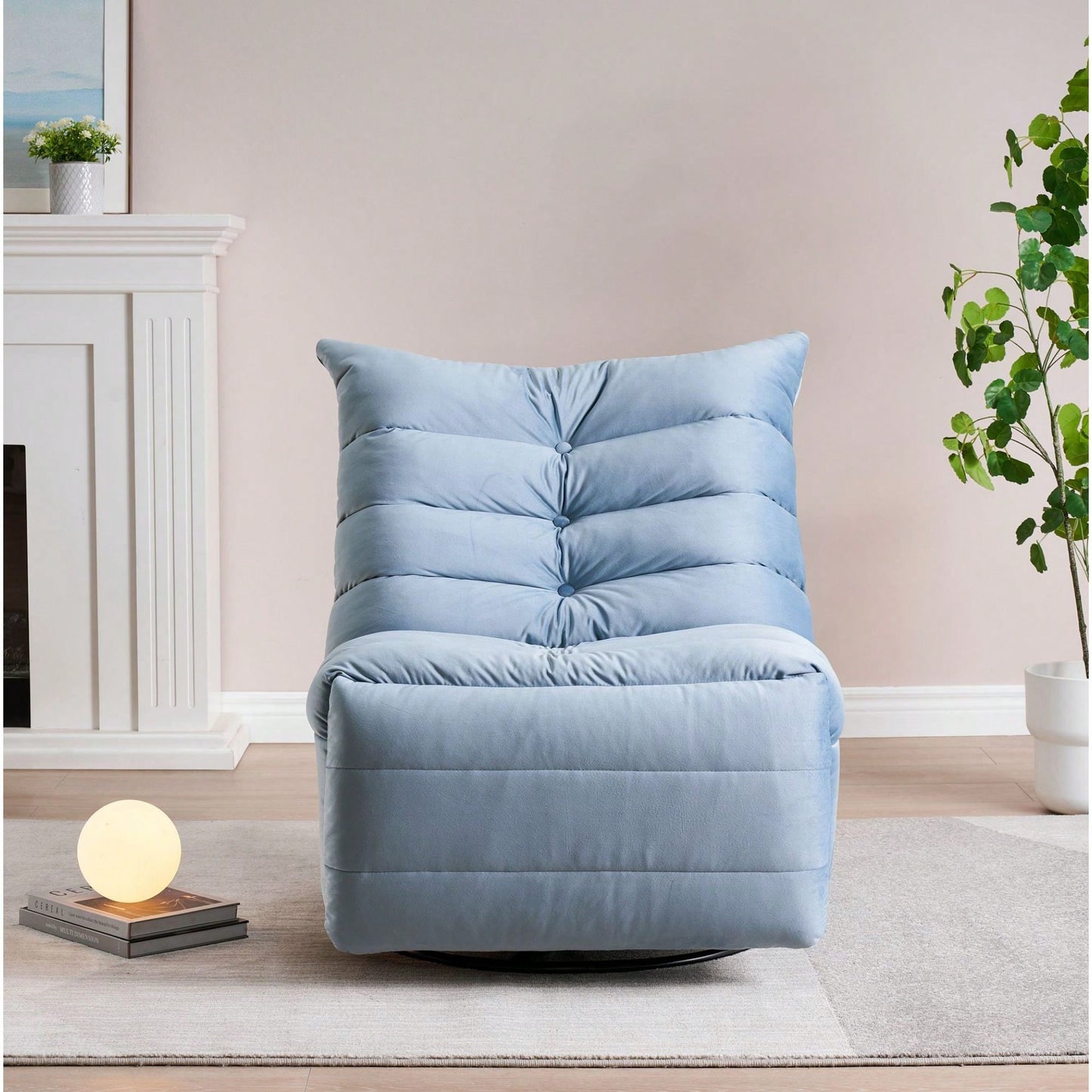 Modern Rotatable Lounge Chair With Side Pocket For Small Spaces - Upholstered Reading Chair For Leisure And Comfort
