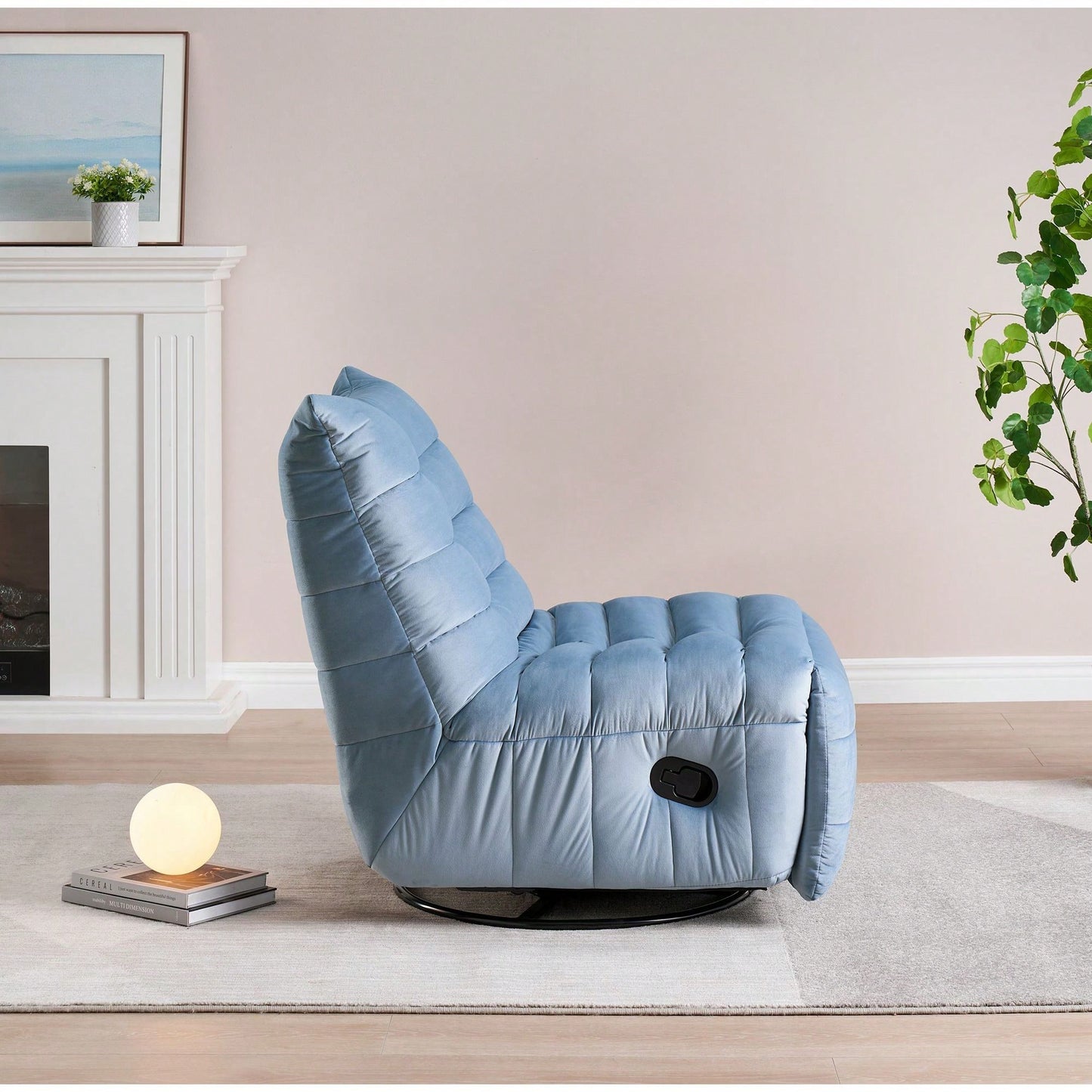 Modern Rotatable Lounge Chair With Side Pocket For Small Spaces - Upholstered Reading Chair For Leisure And Comfort
