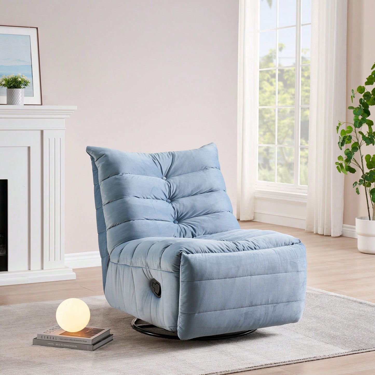 Modern Rotatable Lounge Chair With Side Pocket For Small Spaces - Upholstered Reading Chair For Leisure And Comfort