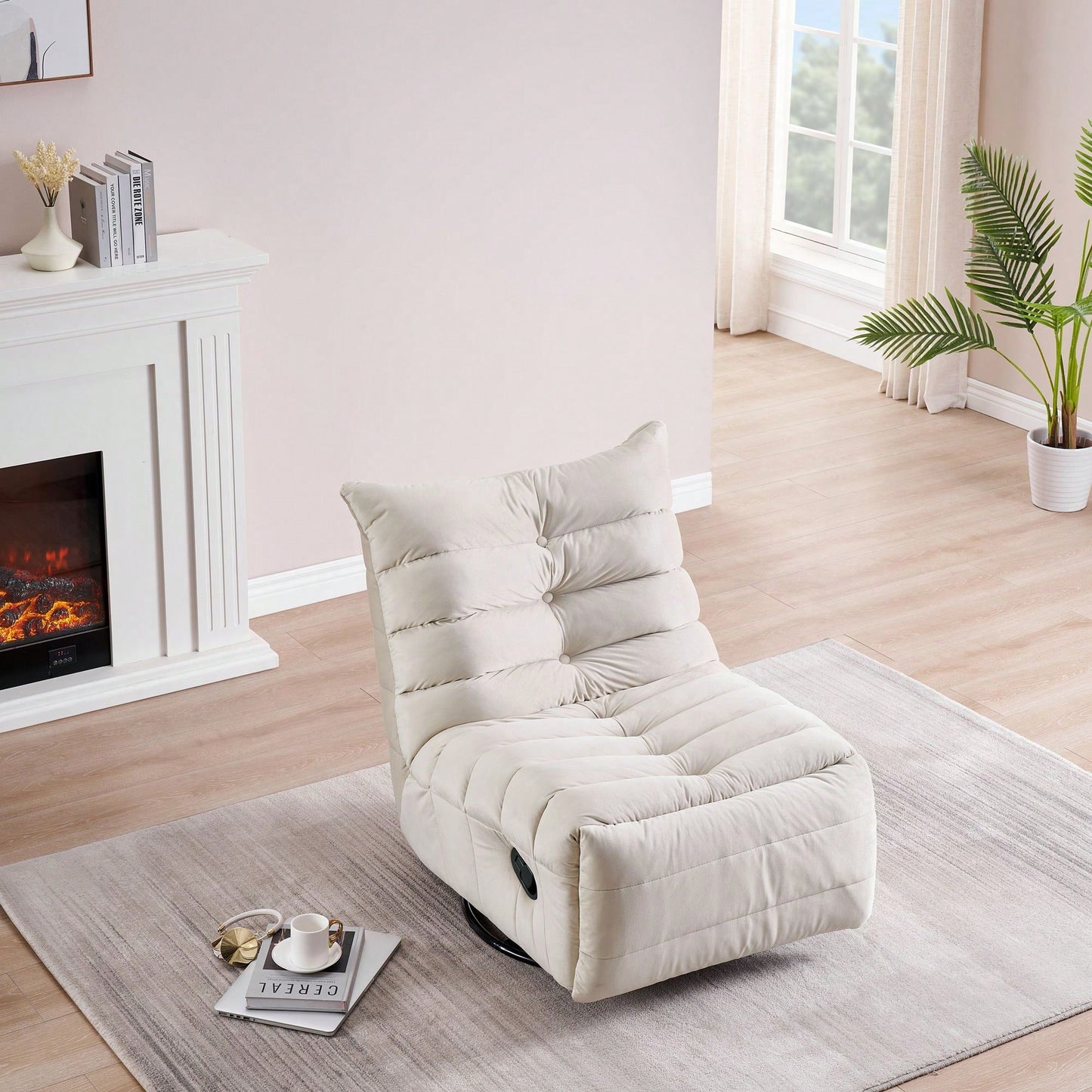 Modern Rotatable Lounge Chair With Side Pocket For Small Spaces - Upholstered Reading Chair For Leisure And Comfort