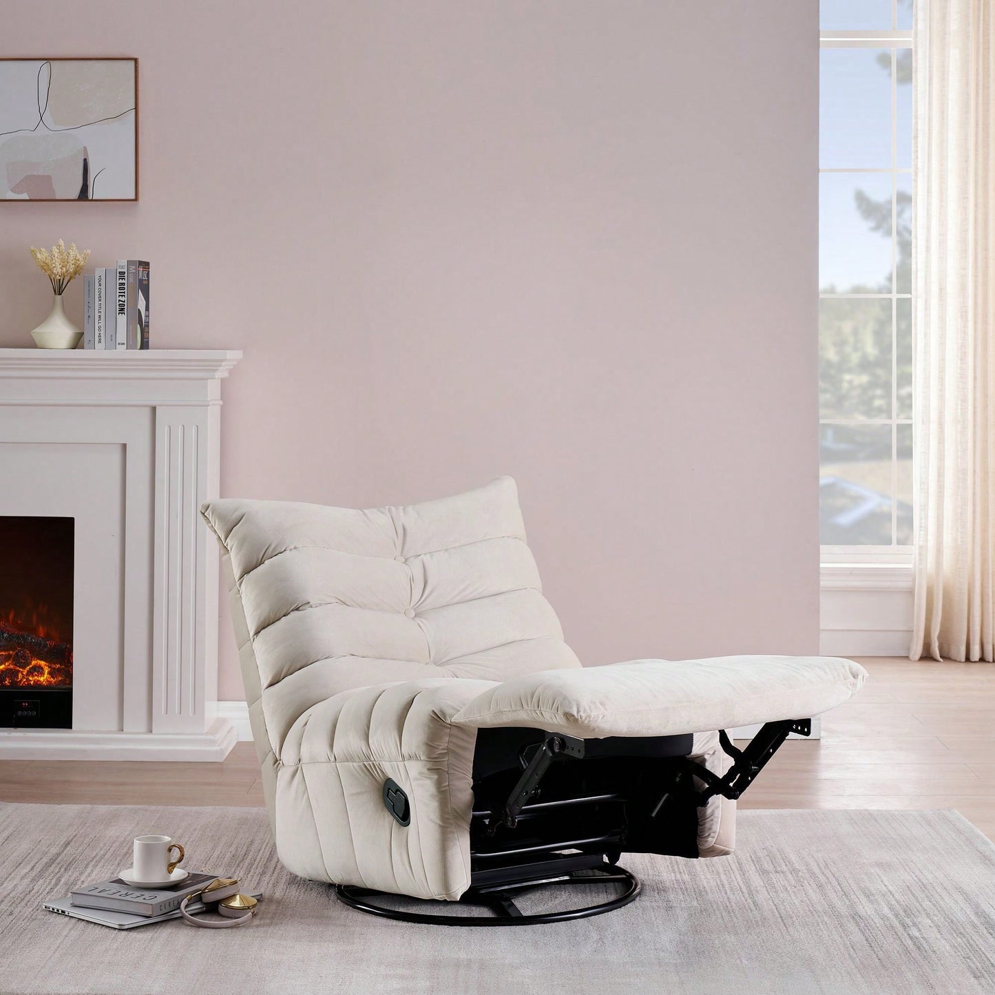 Modern Rotatable Lounge Chair With Side Pocket For Small Spaces - Upholstered Reading Chair For Leisure And Comfort