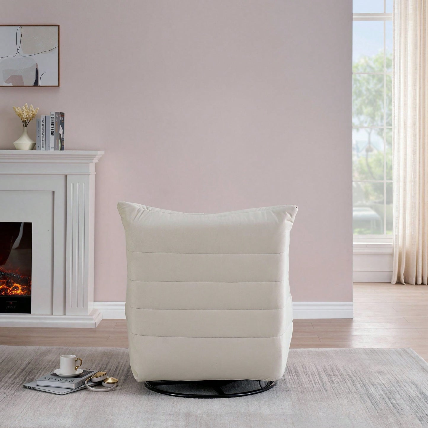 Modern Rotatable Lounge Chair With Side Pocket For Small Spaces - Upholstered Reading Chair For Leisure And Comfort